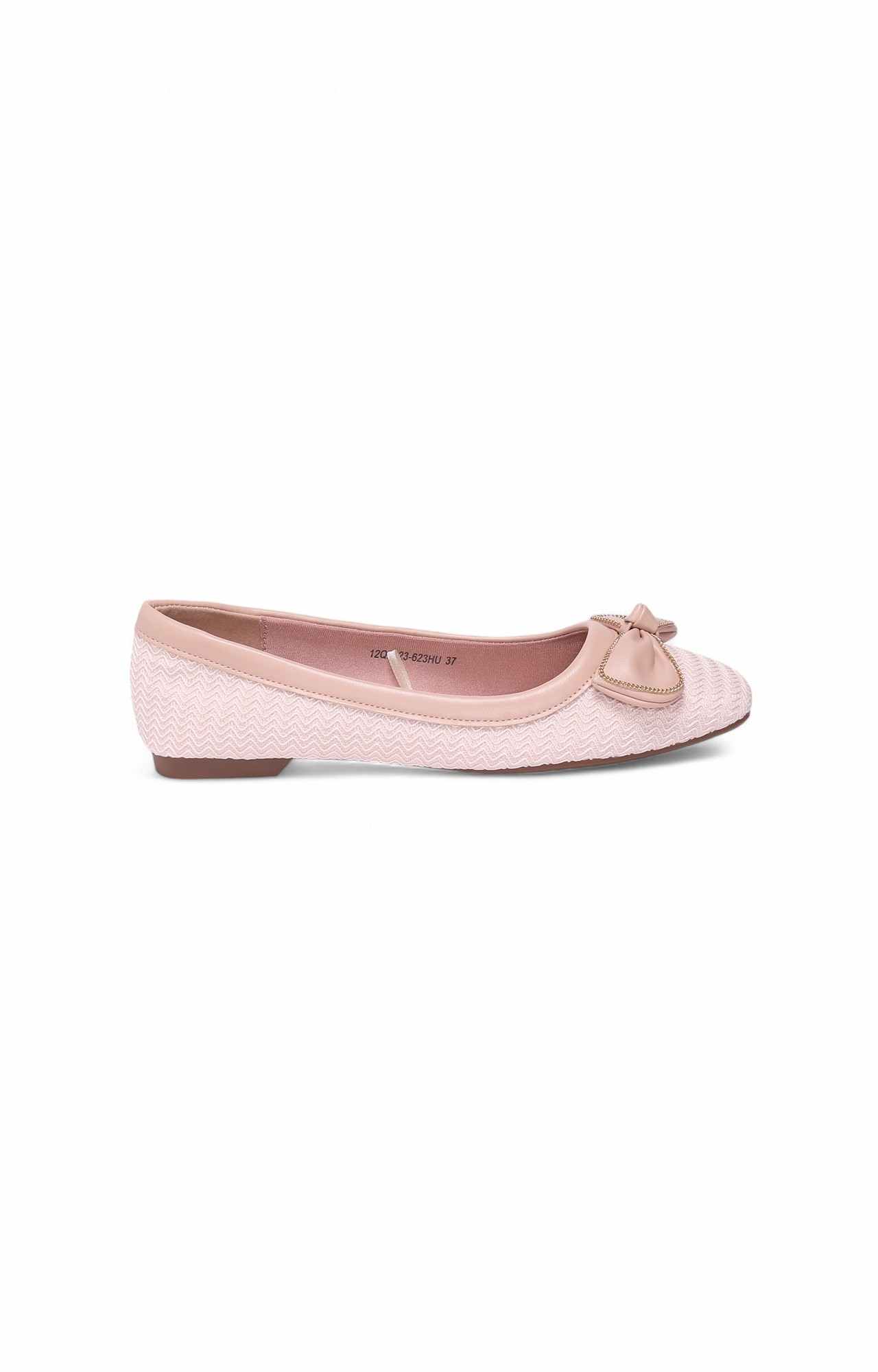 Women Beige Fabric Flat Ballerinas