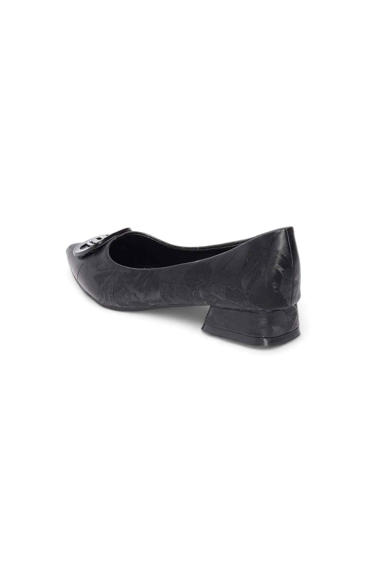 Women Black Patterned Pointed  Ballerinas