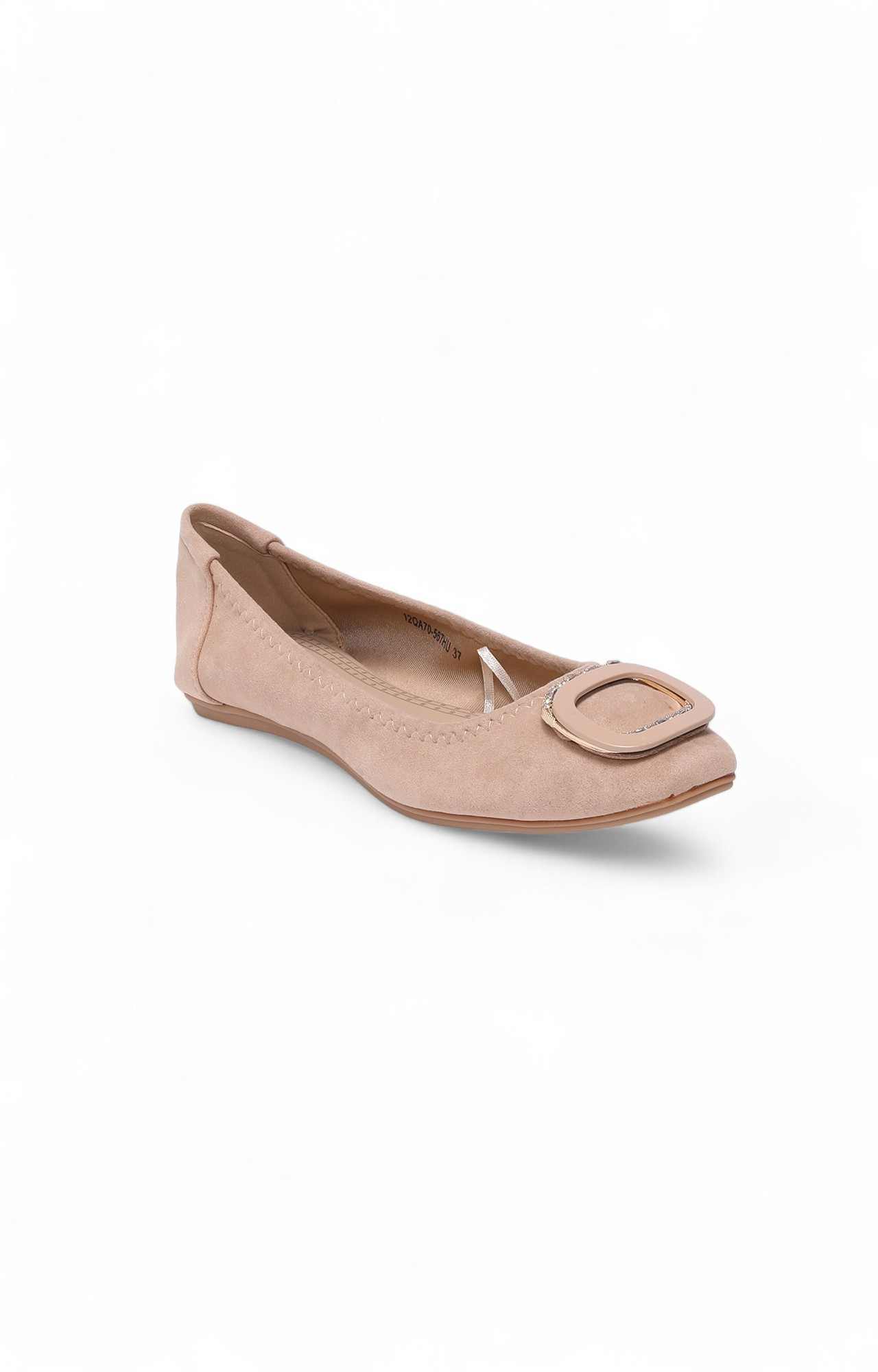 Women Beige Fabric Shoes Ballerinas