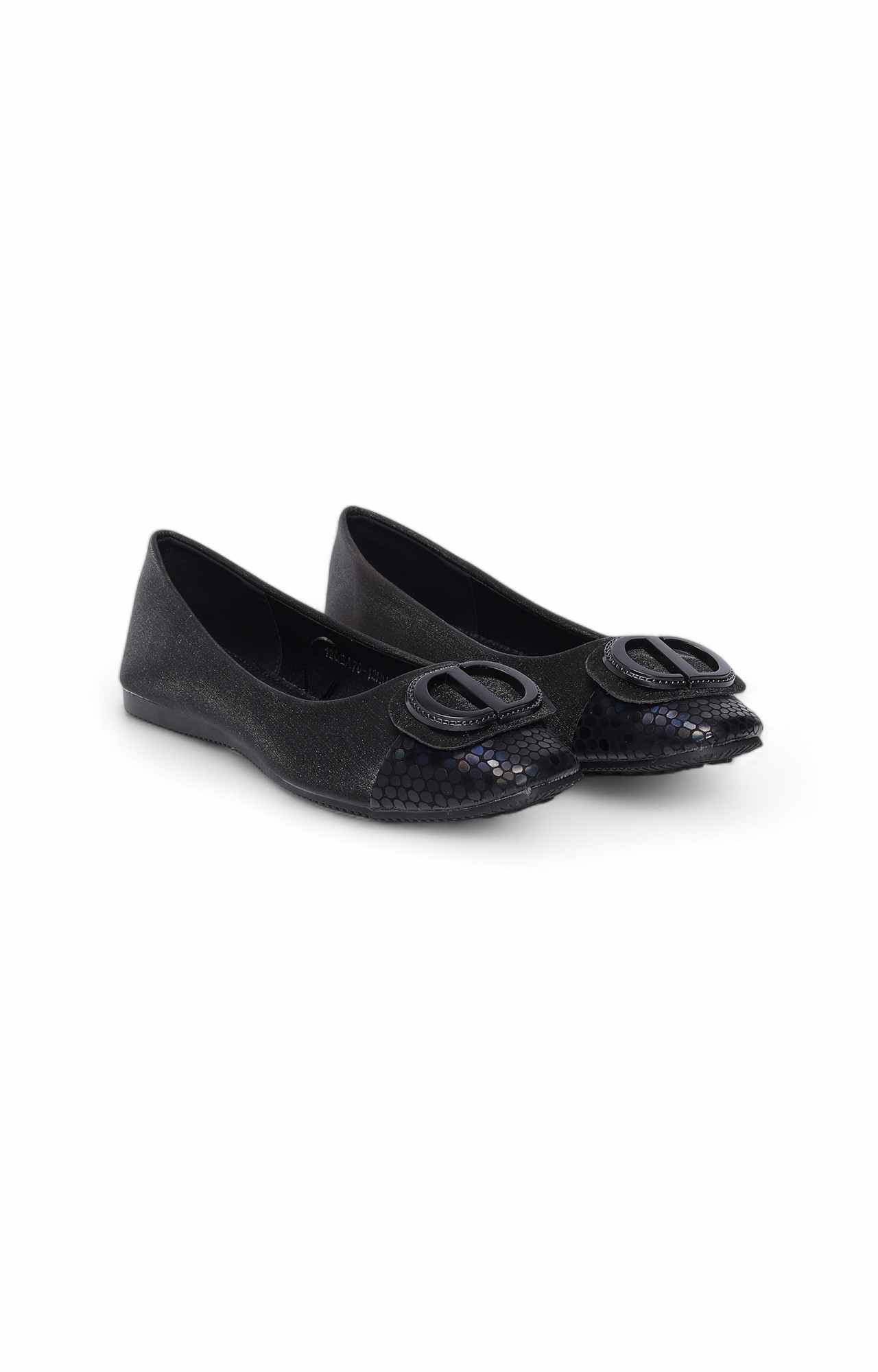 Women Black Fabric Ballerinas