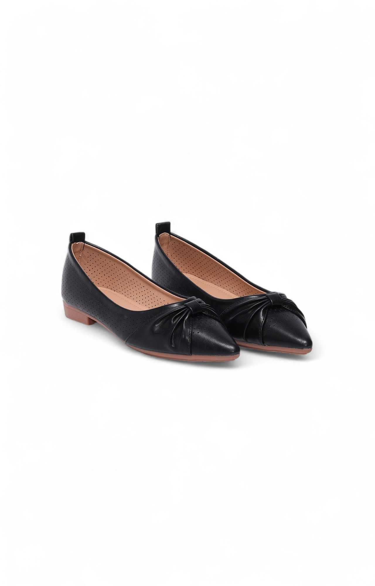 Women Black Ballerinas Flats with Twisted Work