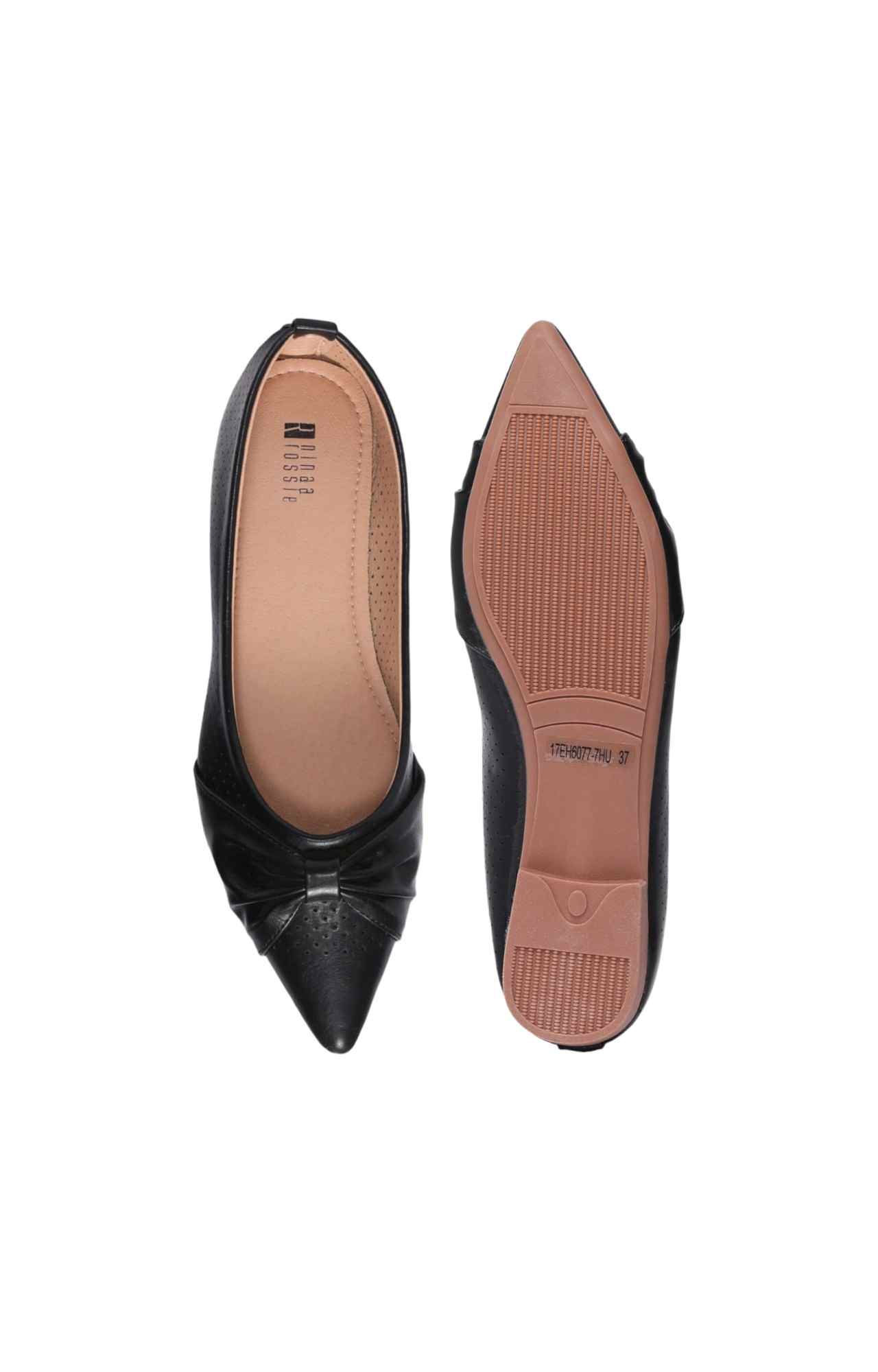 Women Black Ballerinas Flats with Twisted Work