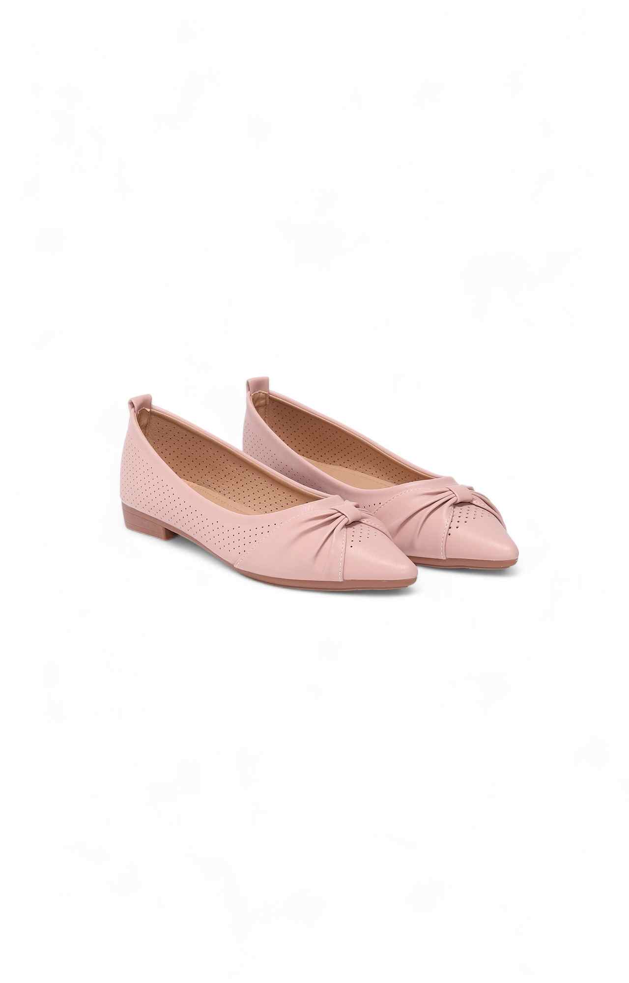 Women Pink Ballerinas Flats with Twisted Work