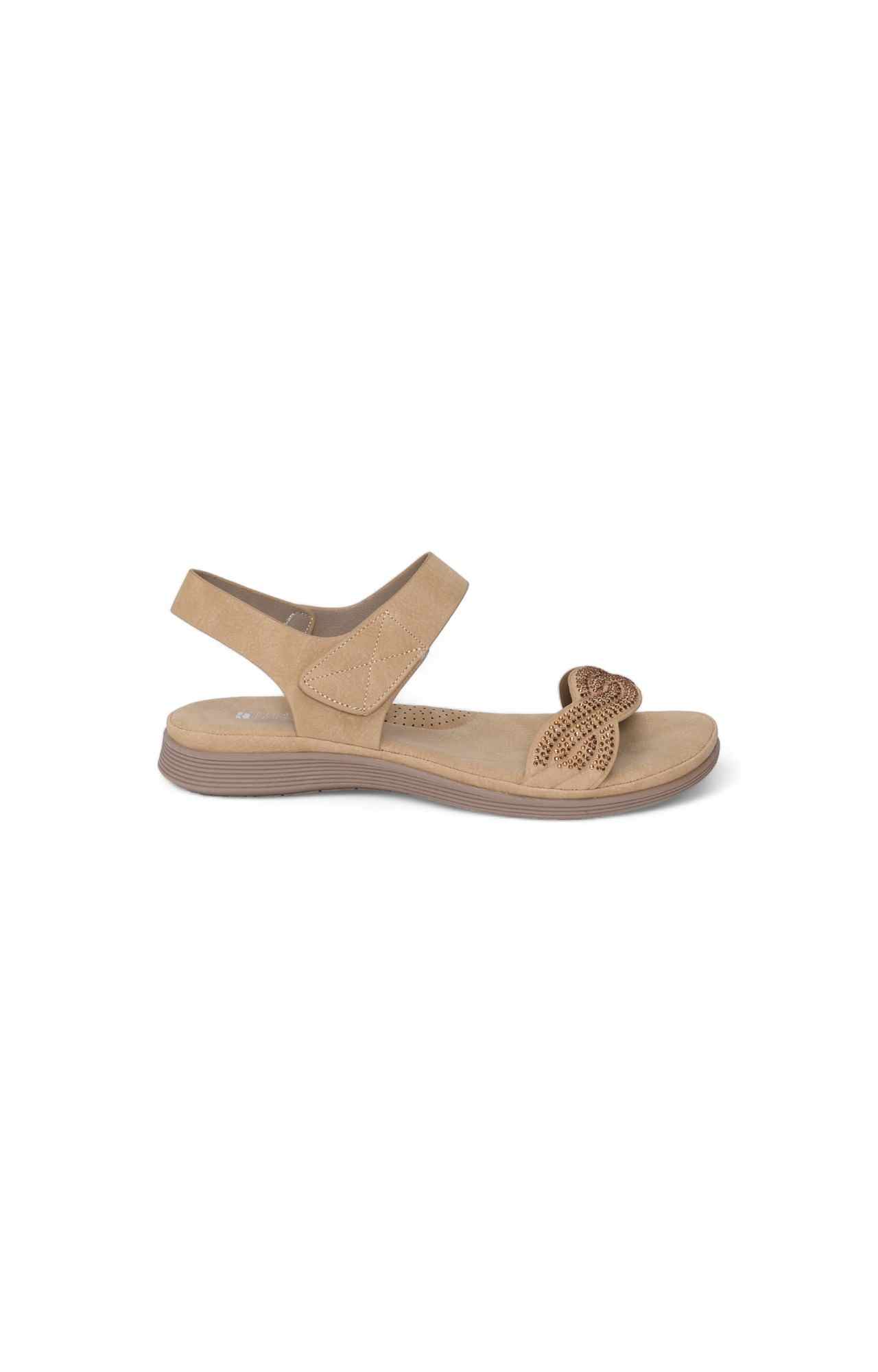 Women Beige Embellished Velcro Sandal