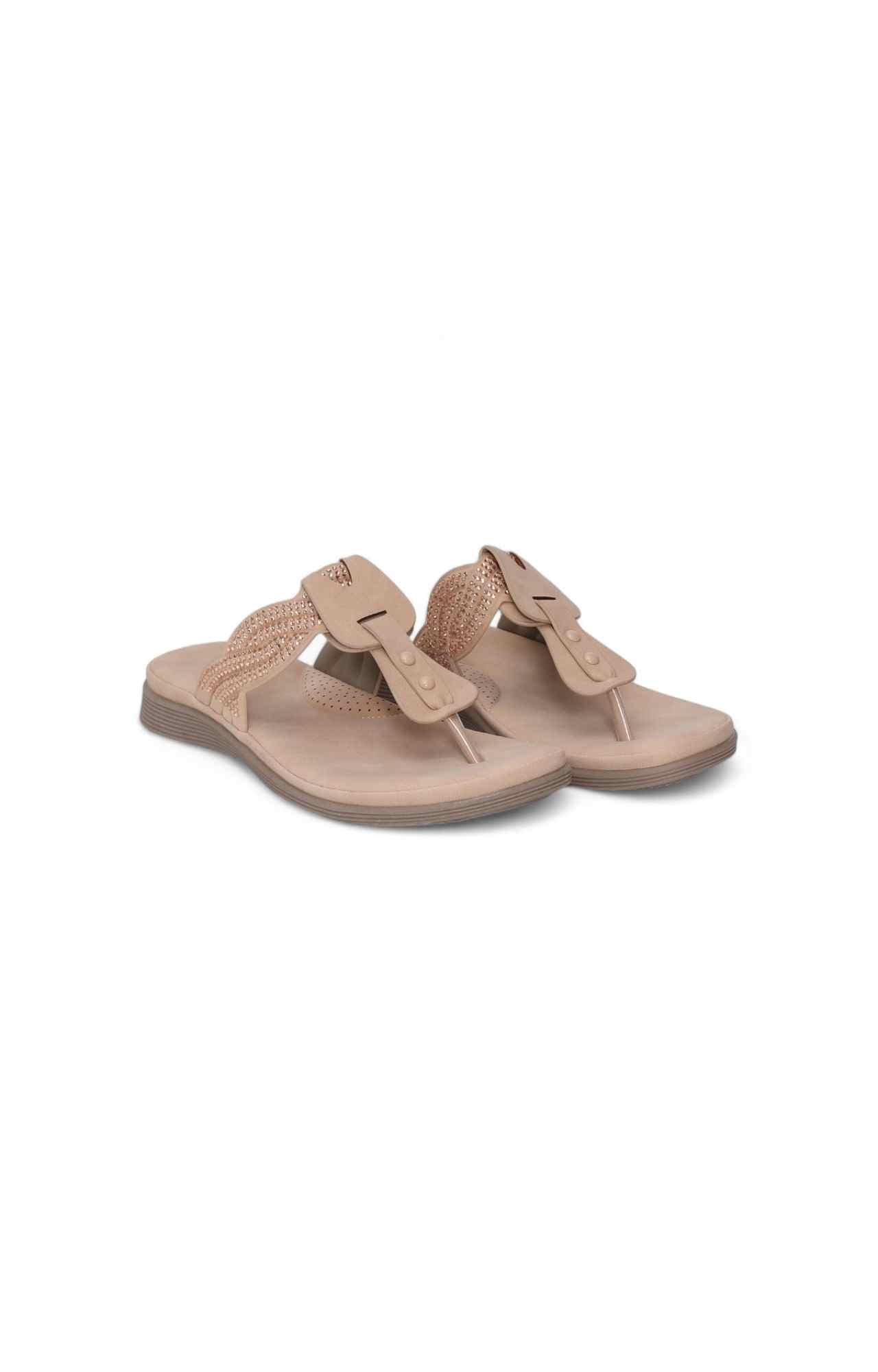 Women Pink Thongs with Embellished Candy Stones