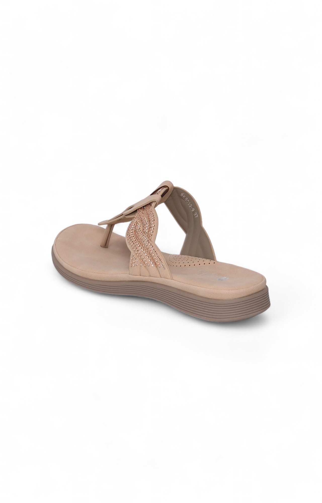 Women Pink Thongs with Embellished Candy Stones