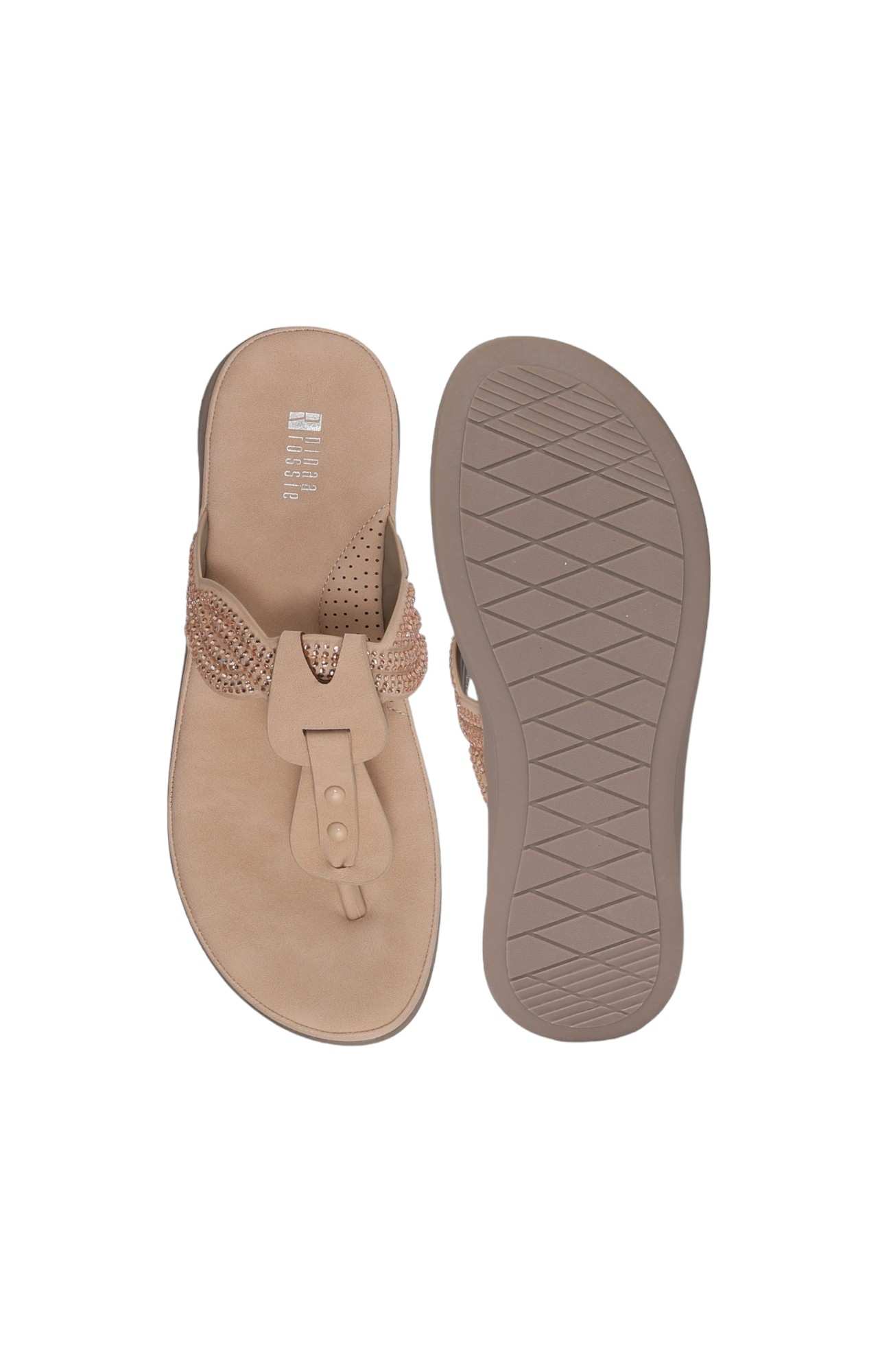 Women Pink Thongs with Embellished Candy Stones