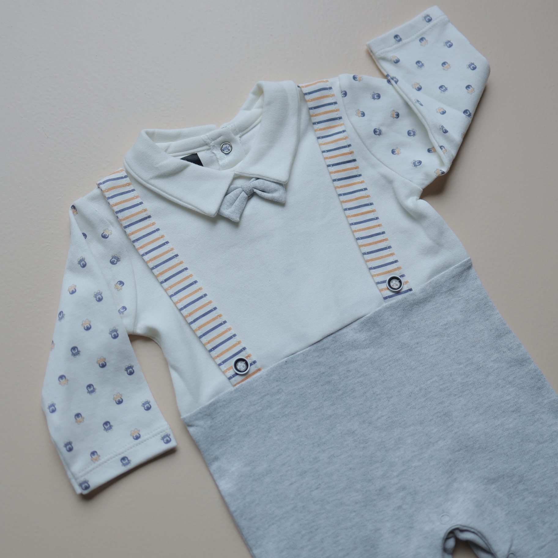 Little Dapper Bow Baby Romper