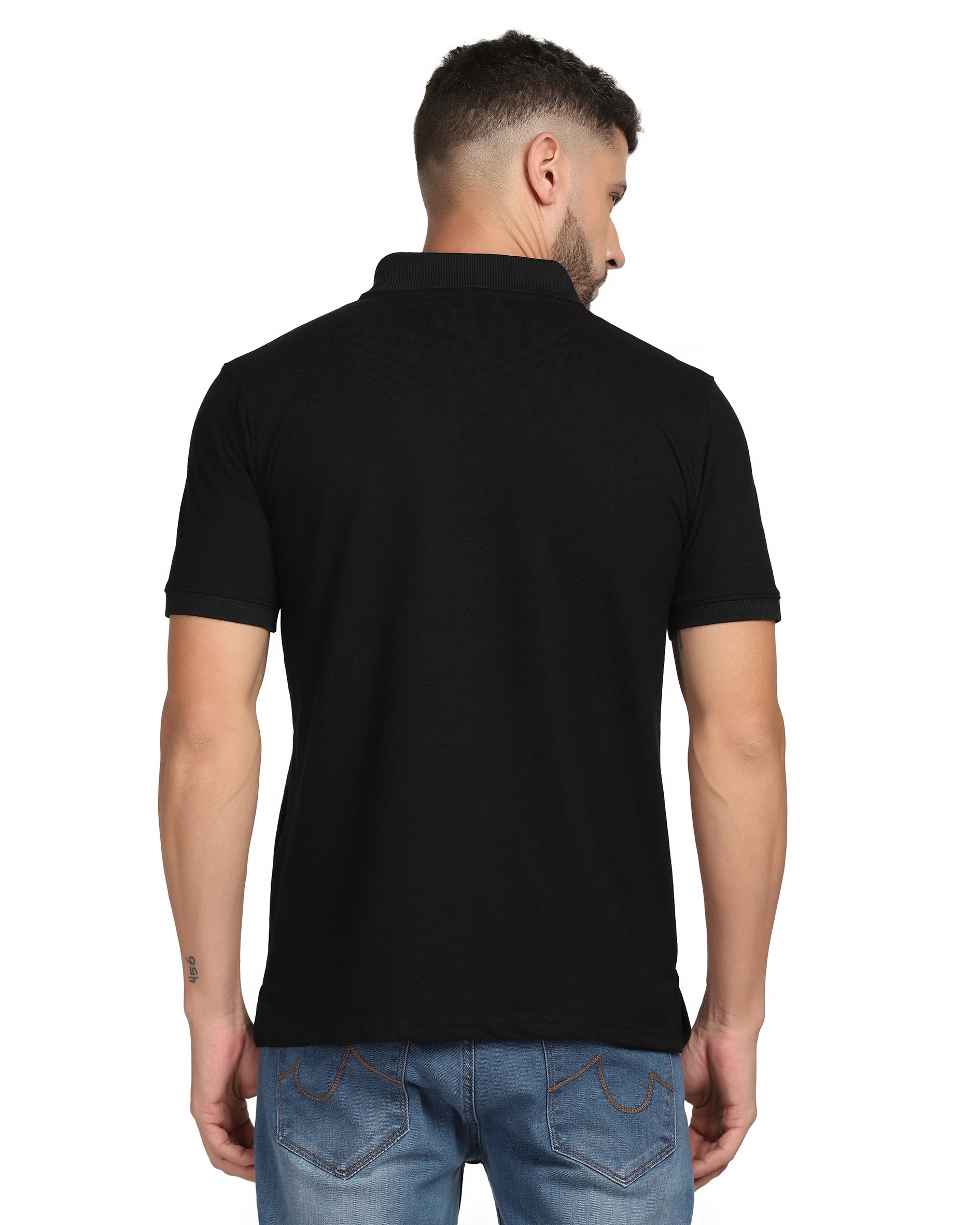Black Polo With Multi Color Stripes