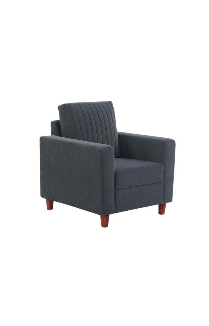 neudot Roman Sofa for Living Room |1 Person Sofa|Premium Fabric with Cushioned Armrest | Solid Wood Frame|1 Seater in Graphite Grey Color