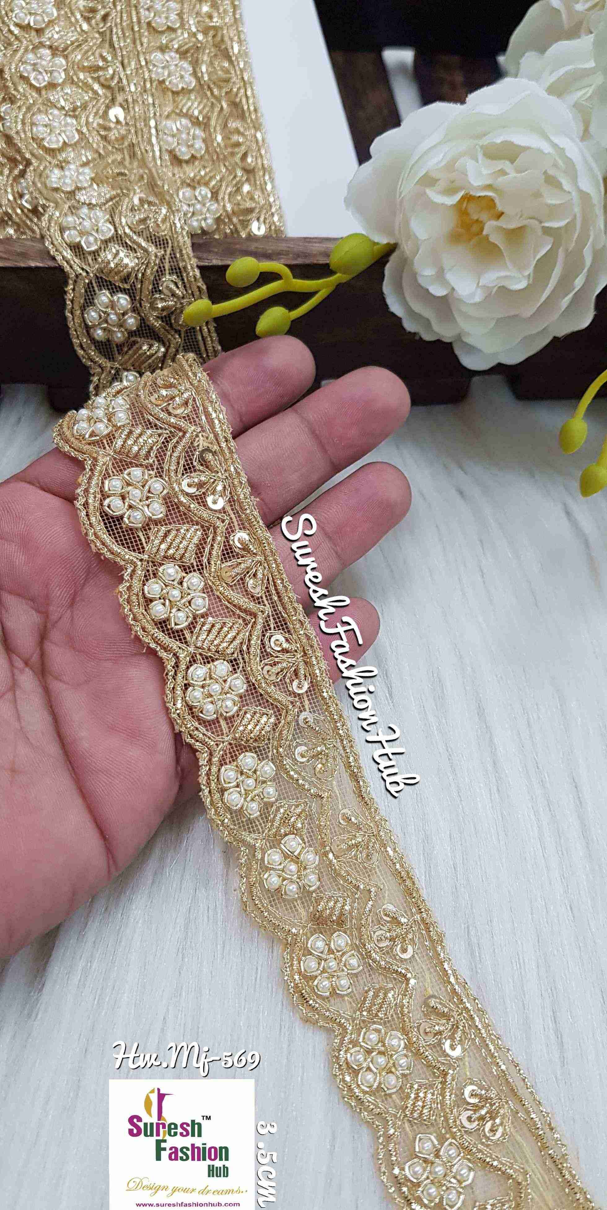 Handmade Pearls Elegance Lace : Antique Gold
