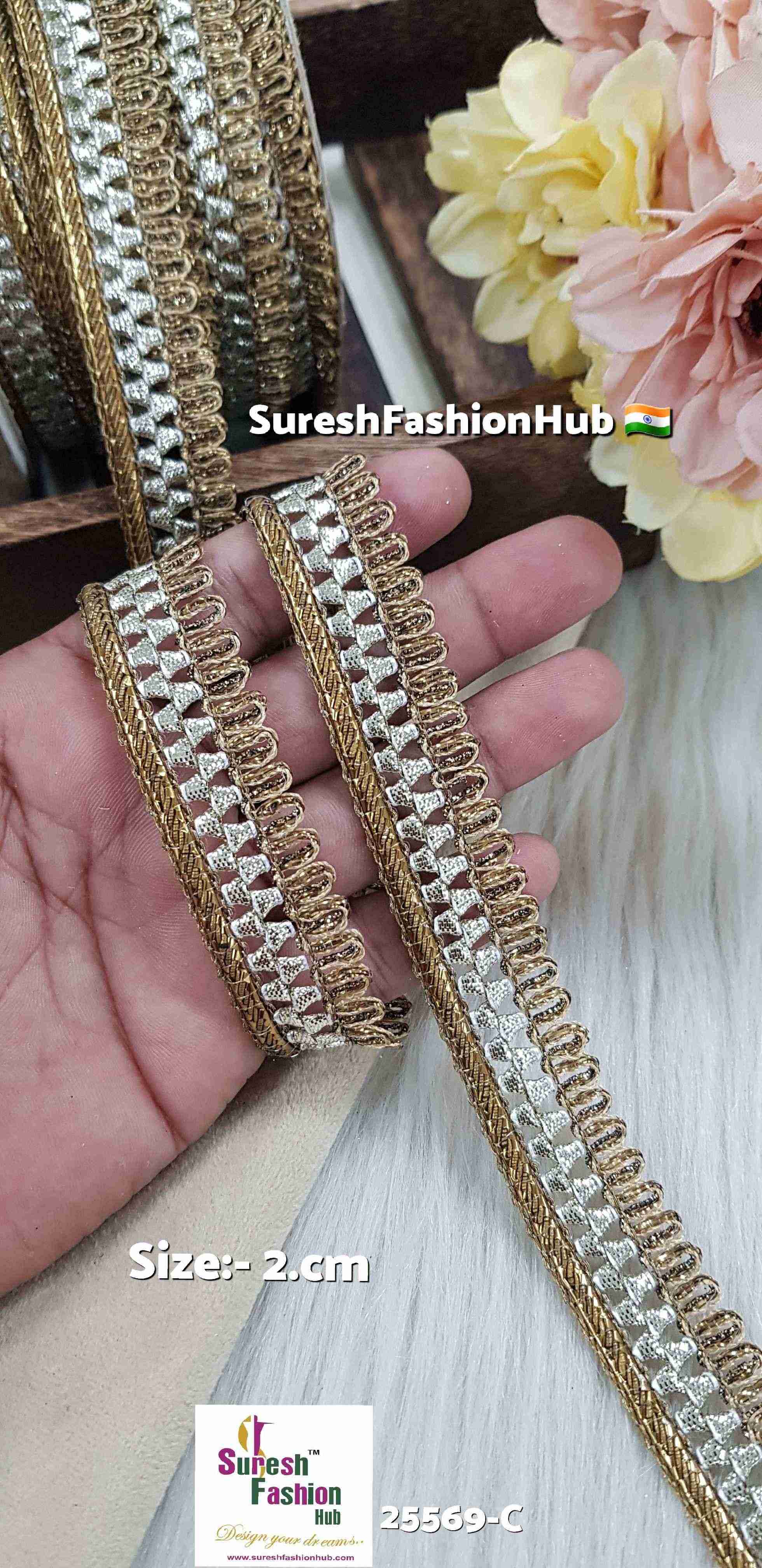 Matte & Light Gold Gota Jhalar Lace