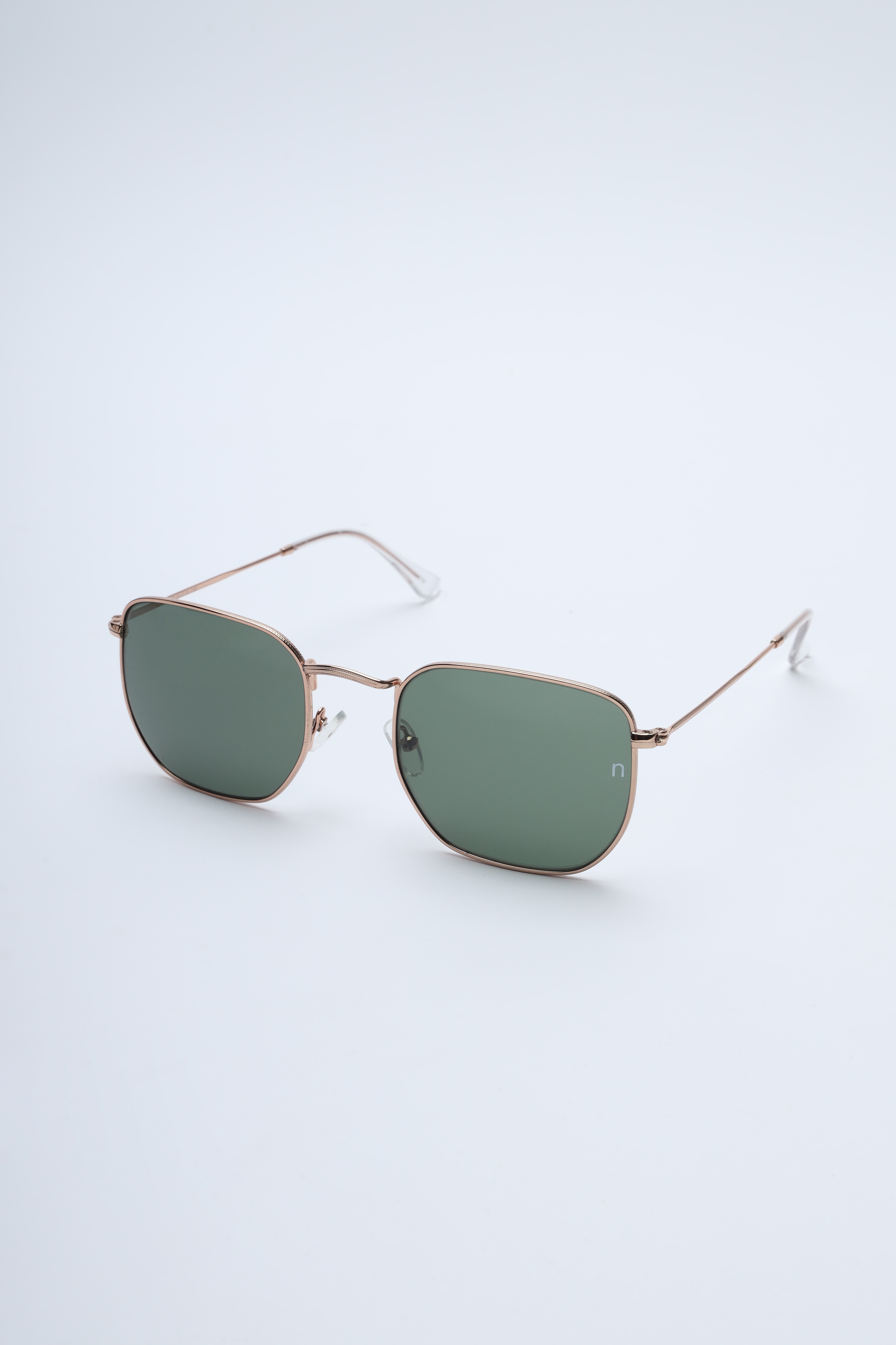 Noggah | Noggah Stainless Steel Gold Frame with Green Glass UV Protection Lens  Large Size Unisex Sunglasses  0