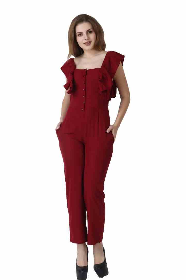 LACE IT Solid Women Jumpsuit Maroon