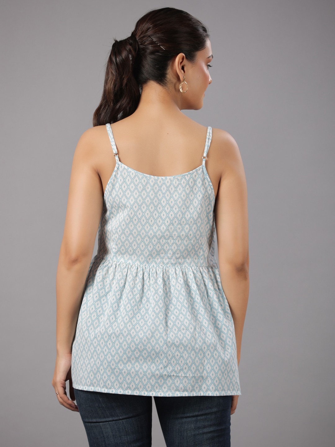 COTTON PRINTED FLARED TOP