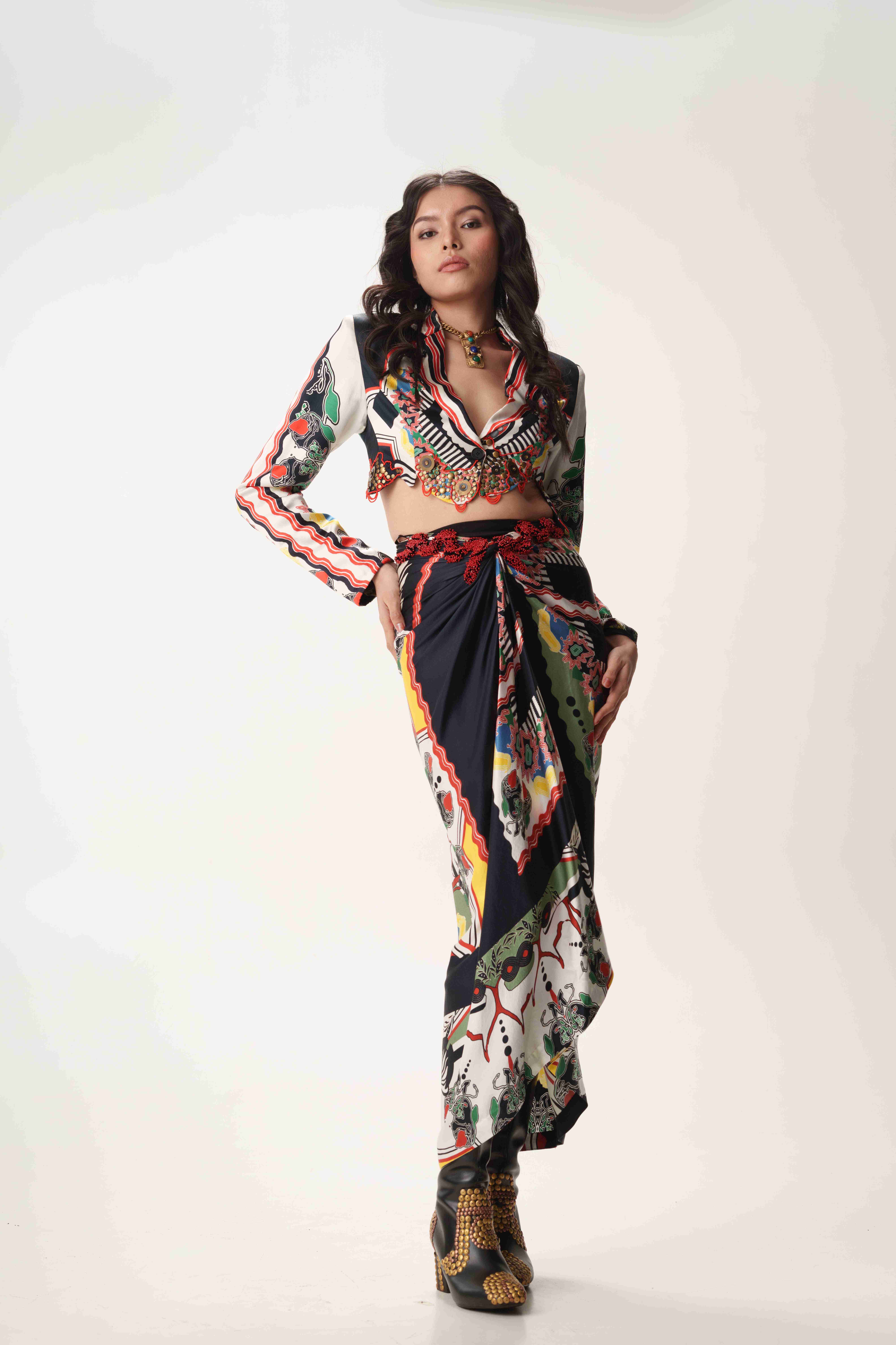 Asymetric Jacket and Knotted skirt