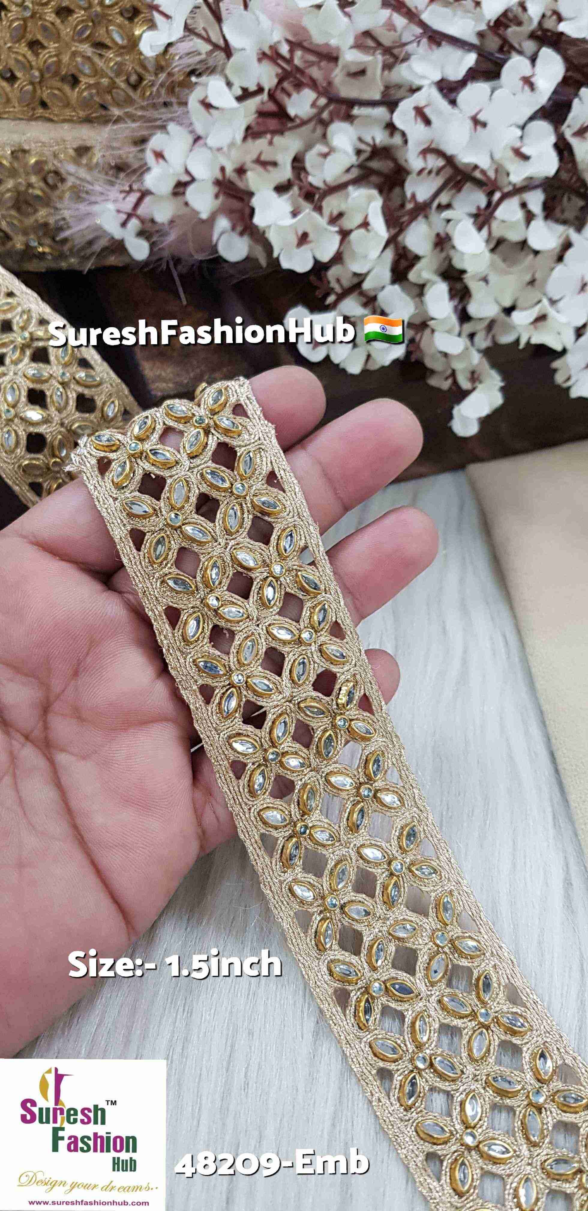 Pearl Kundan Highlight Cutwork Border