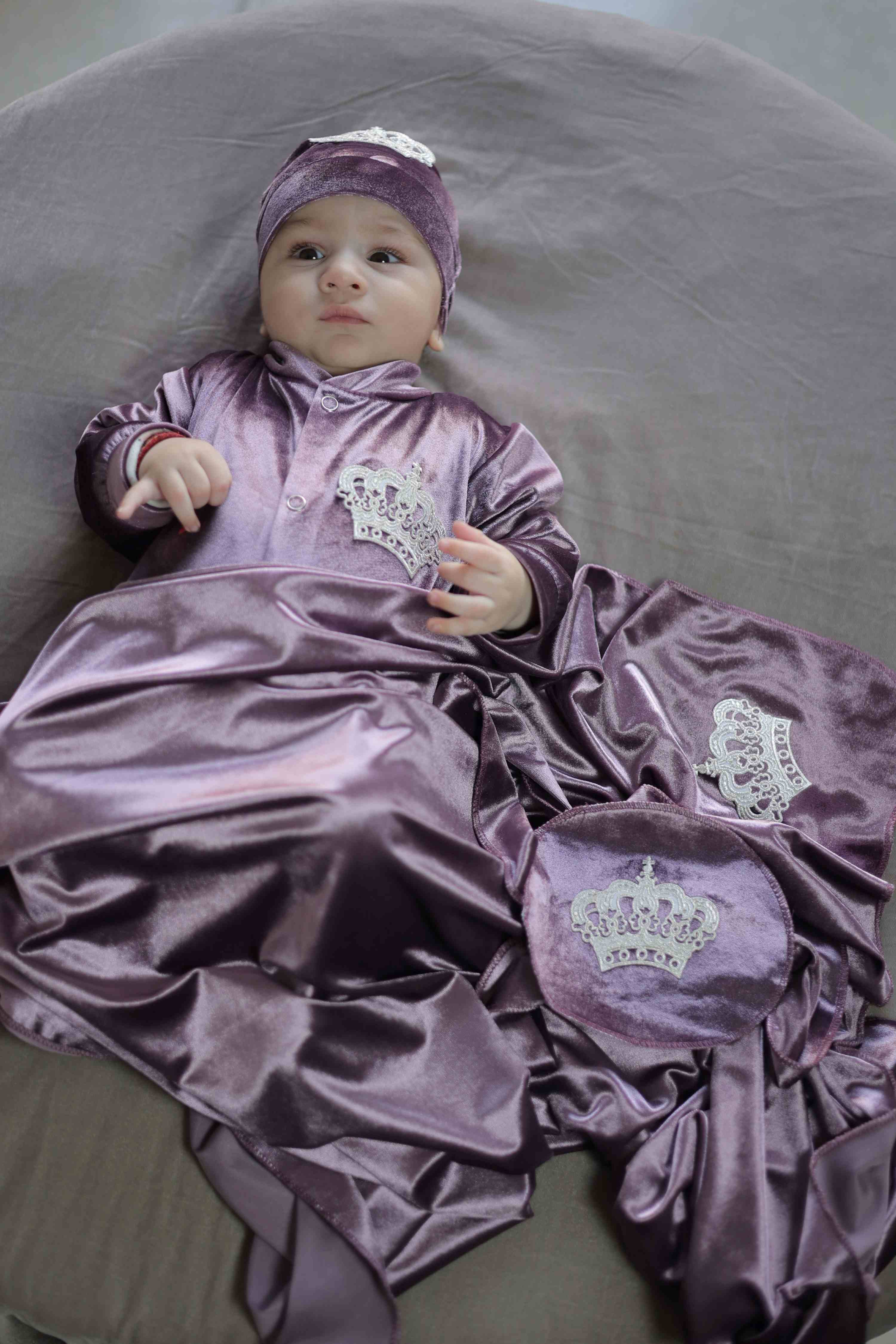 VIOLET GLAZE VELVET ROMPERSET