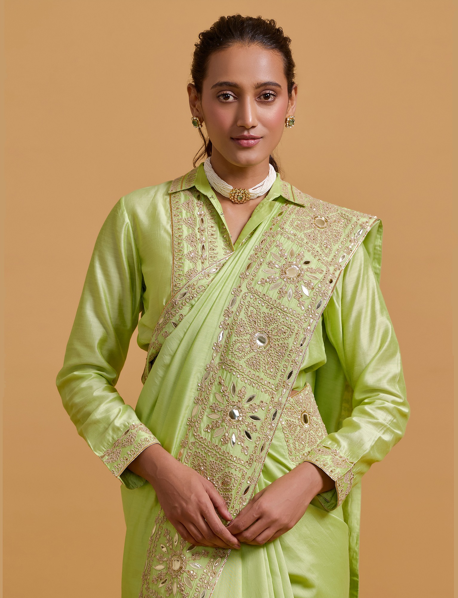 Zeenat Pista Saree