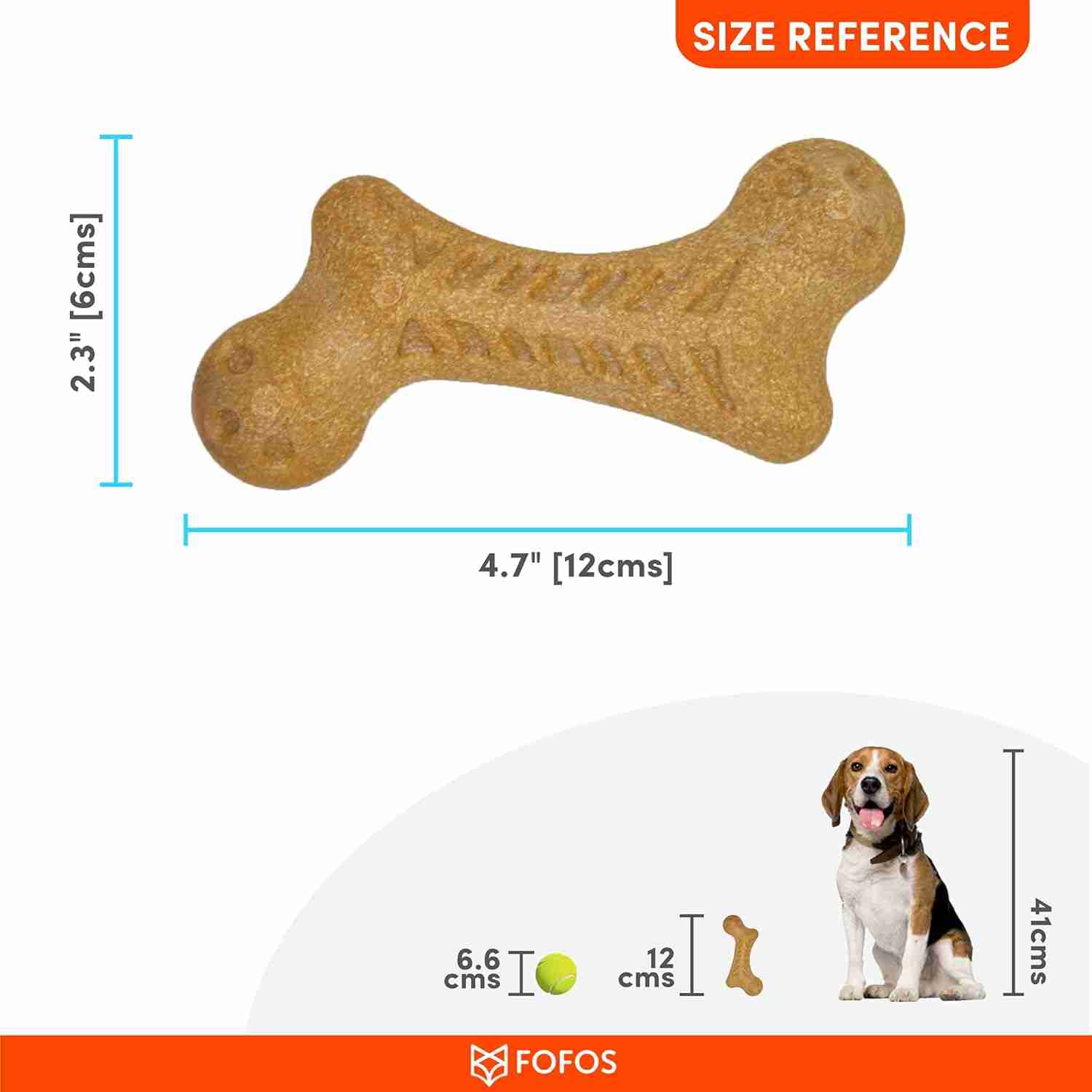 Barkbutler Fofos Woodplay Bone Toy for Dogs, 12 X 6 CM