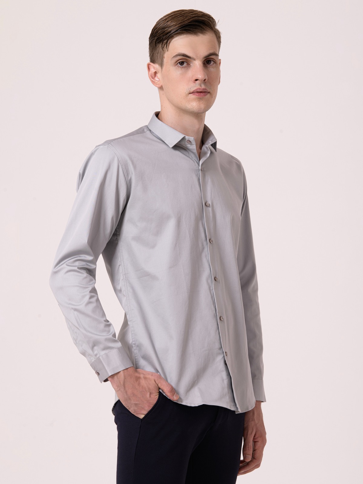 Albion Mens Gray Casual Shirt