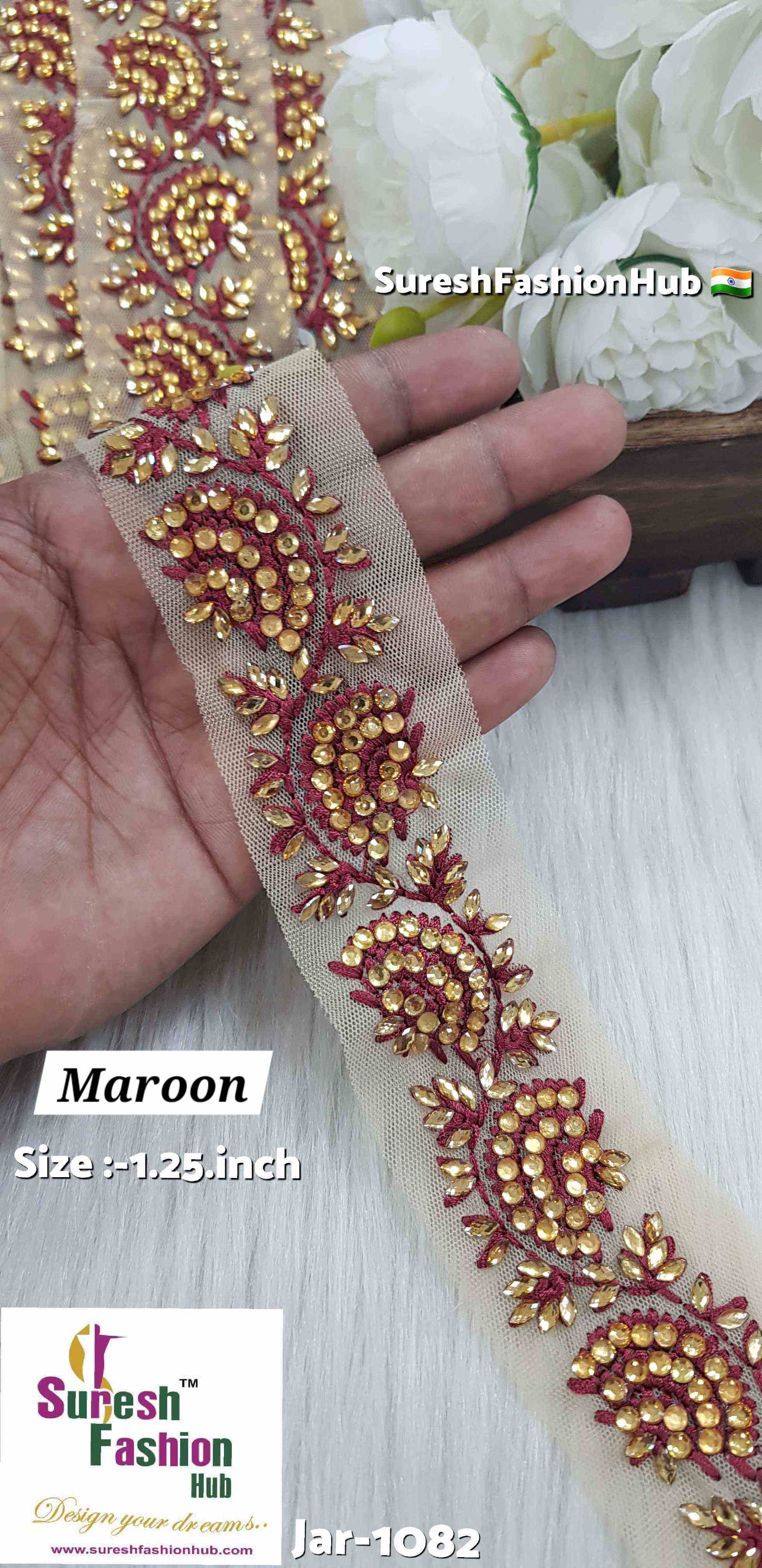 Maroon Elegance Stone Lace