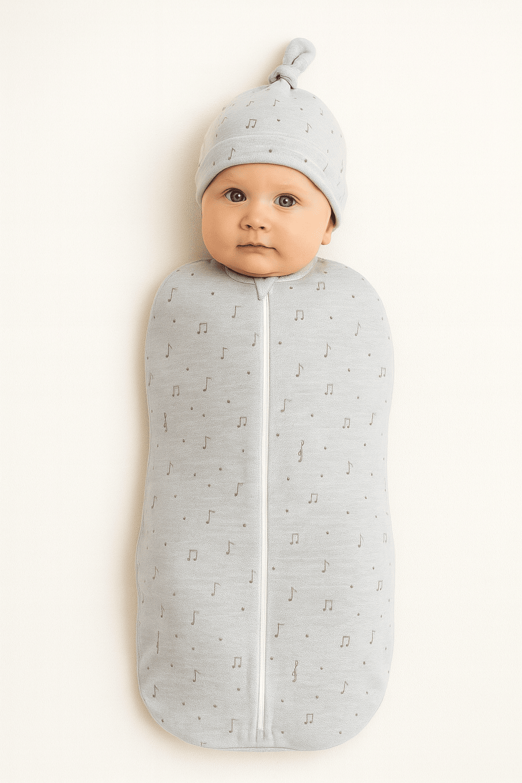 Lullaby Notes Cotton Sleeping Bag and Cap Set