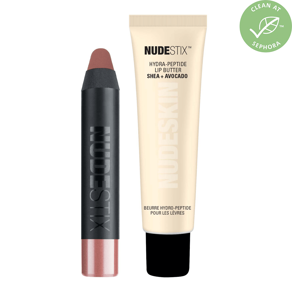 Nudeskin Hydra-Peptide Lip Butter + Matte Lip Cheek Pencil Set