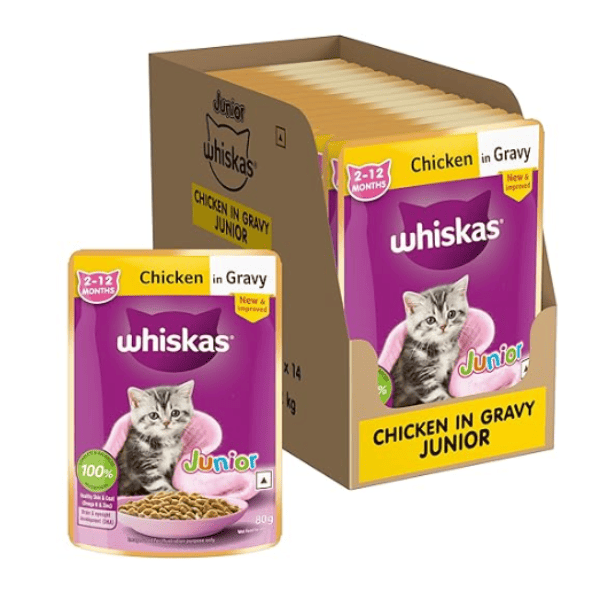 Whiskas Kitten Chicken in Gravy (2-12 months) - 80 gm