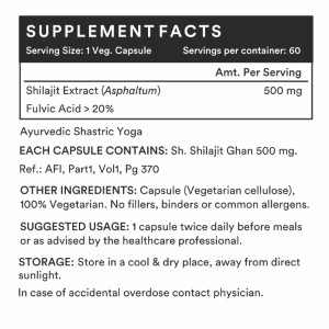 Nutra Grace - Shilajit - 60 Vegetarian Capsules / Bottle