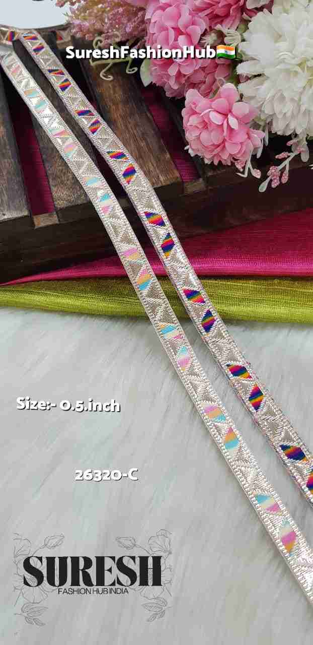 Light Multi Rose Banarasi Needle Gota Lace – 26320-C