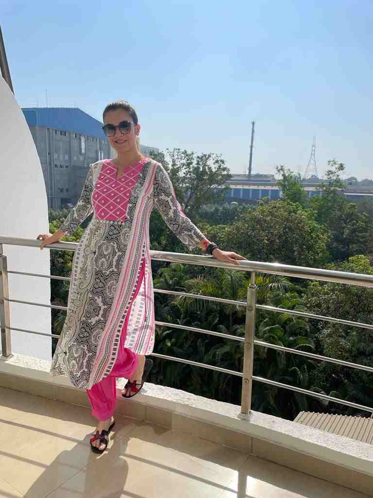 black and white kurta with pink Afghani pants