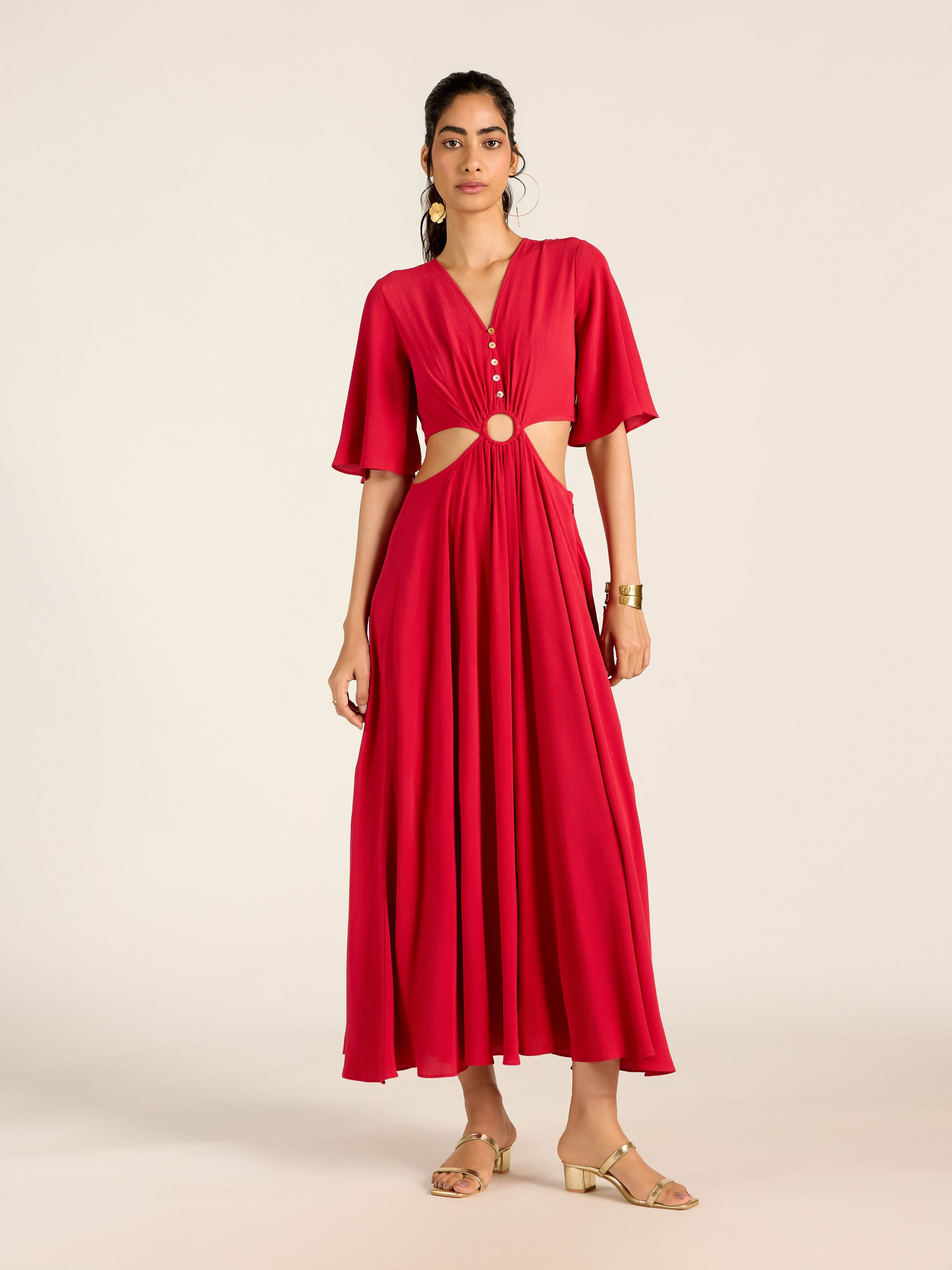 RED MARGO LONG DRESS