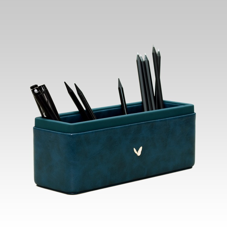 Pen/Pencil Holder | Faux Leather | Rectangular Large | Moderno | Blue