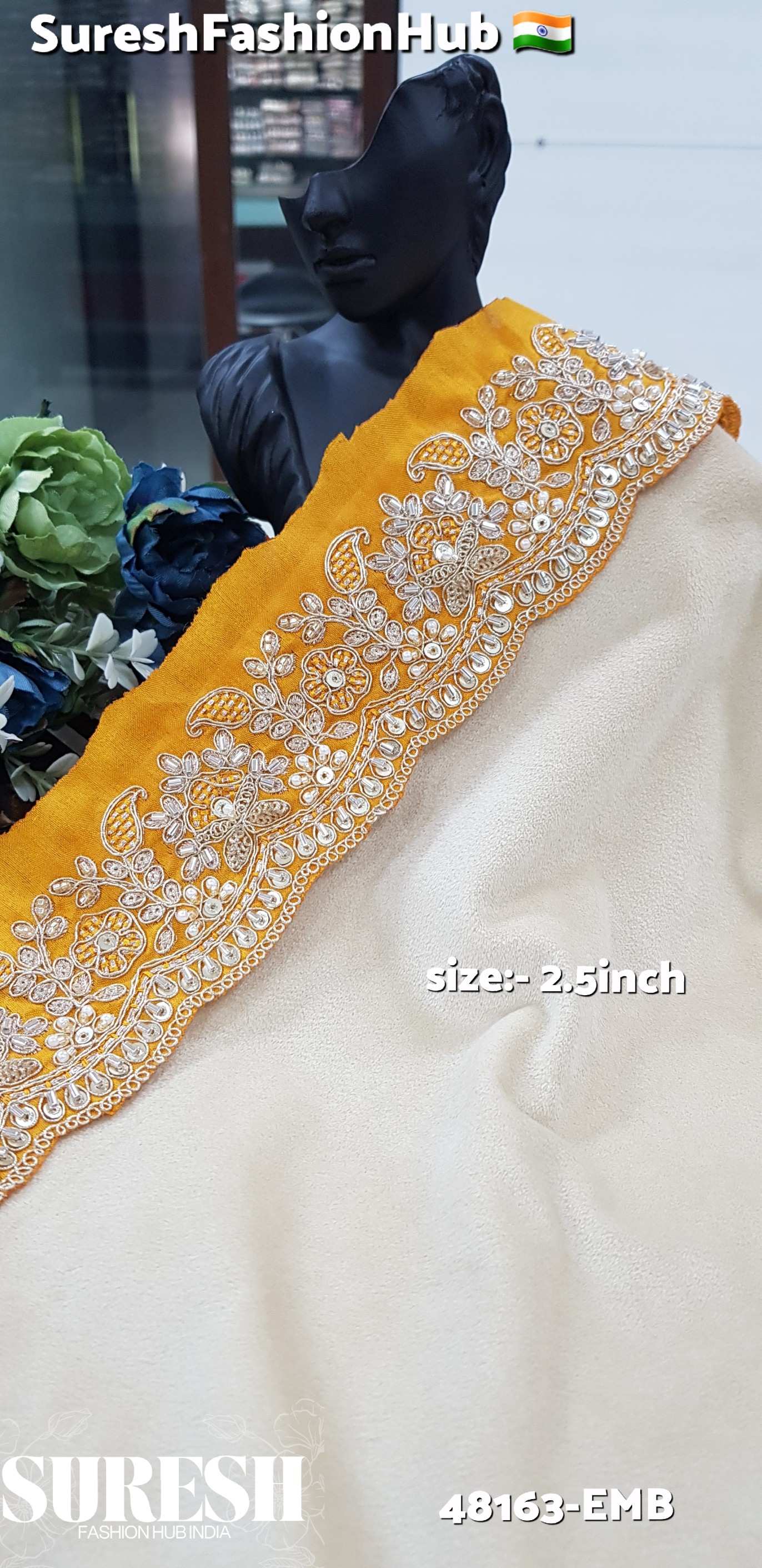 Yellow  Lemon Gleam Beaded Lace