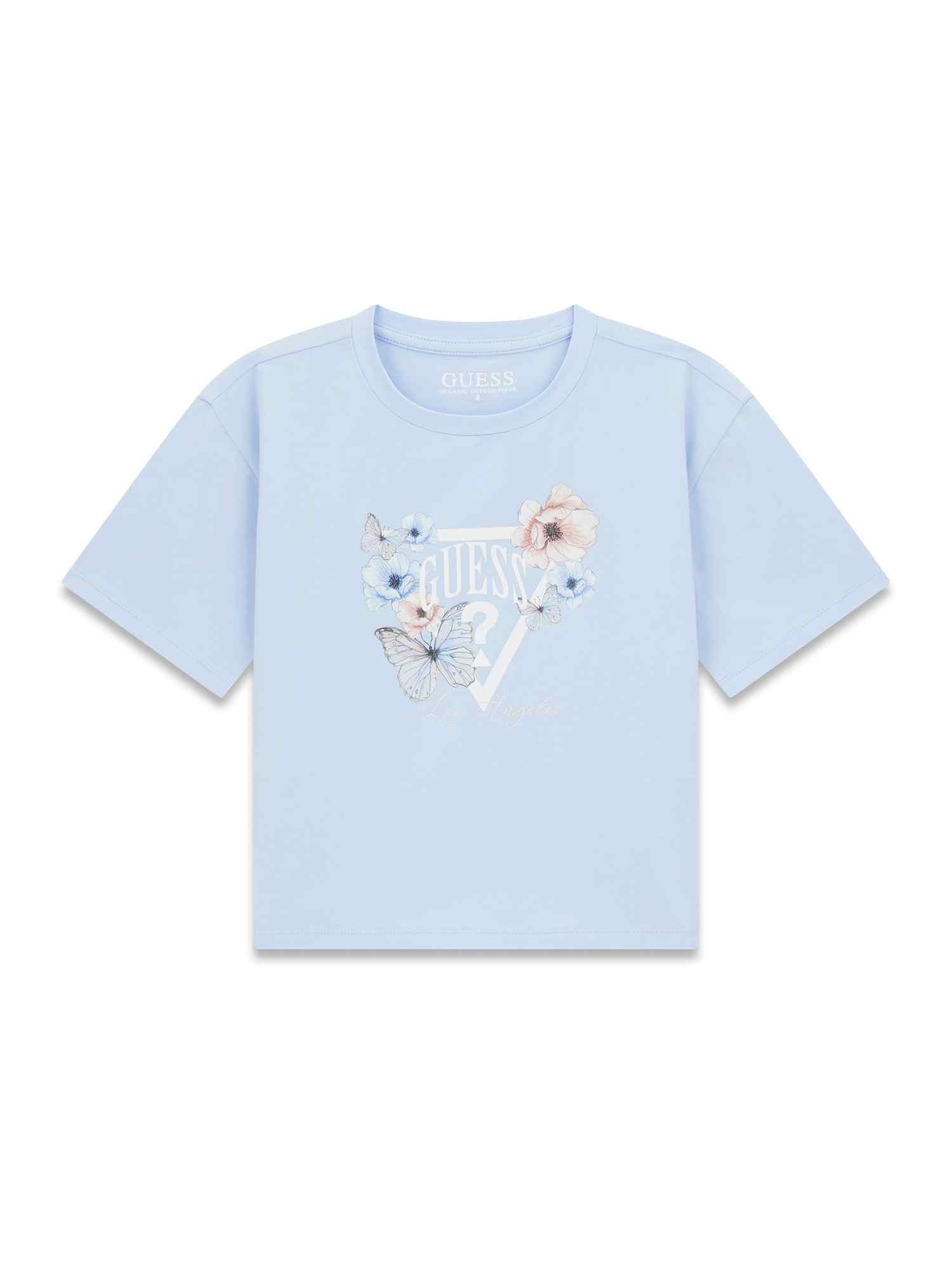 Guess Blue Cotton Print Girls Tshirt