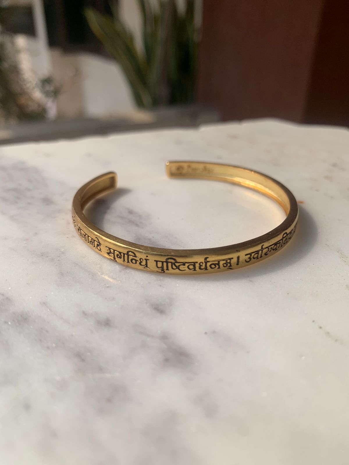 PARISHRI JEWELLERY | Mahamrityunjay mantra bangle 18k gold plated brass undefined