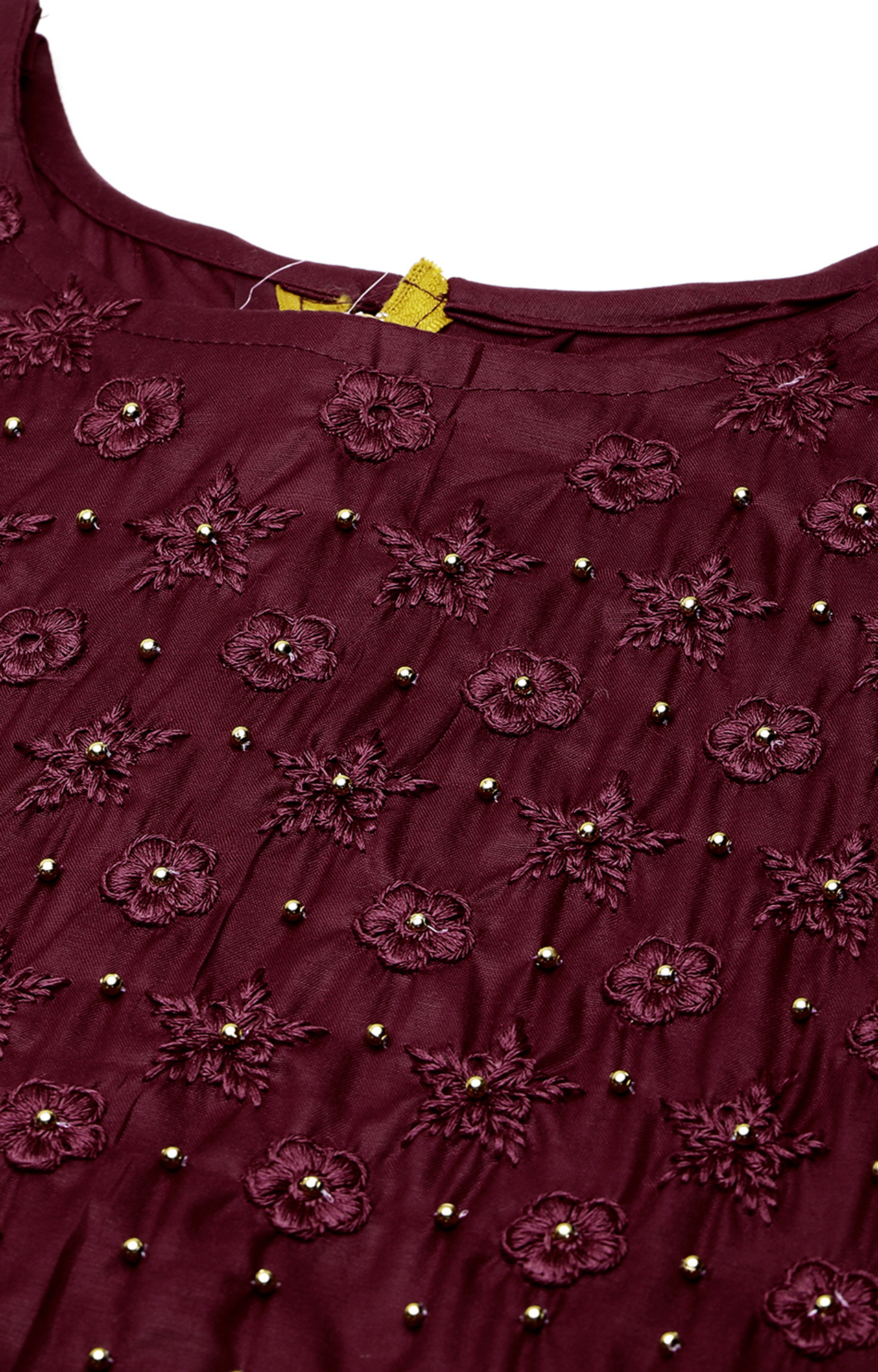 Shaily Women Maroon Color Cotton Embroidered With Pearl Unstitched Dress Material-VF_KRINA_MRON_DM