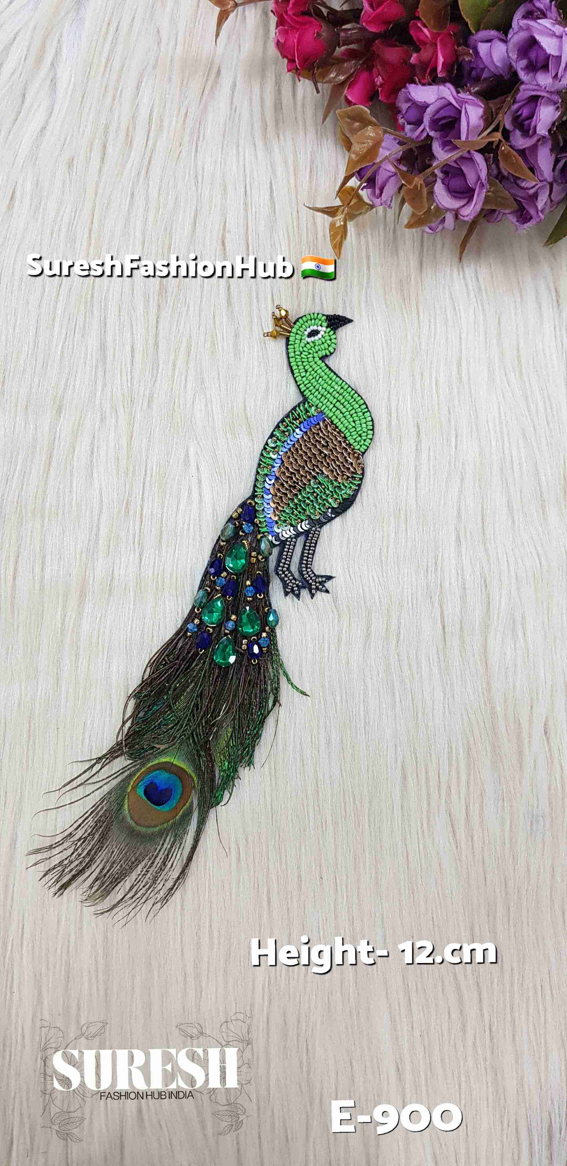 Green Peacock Patch – Right Facing | E-900