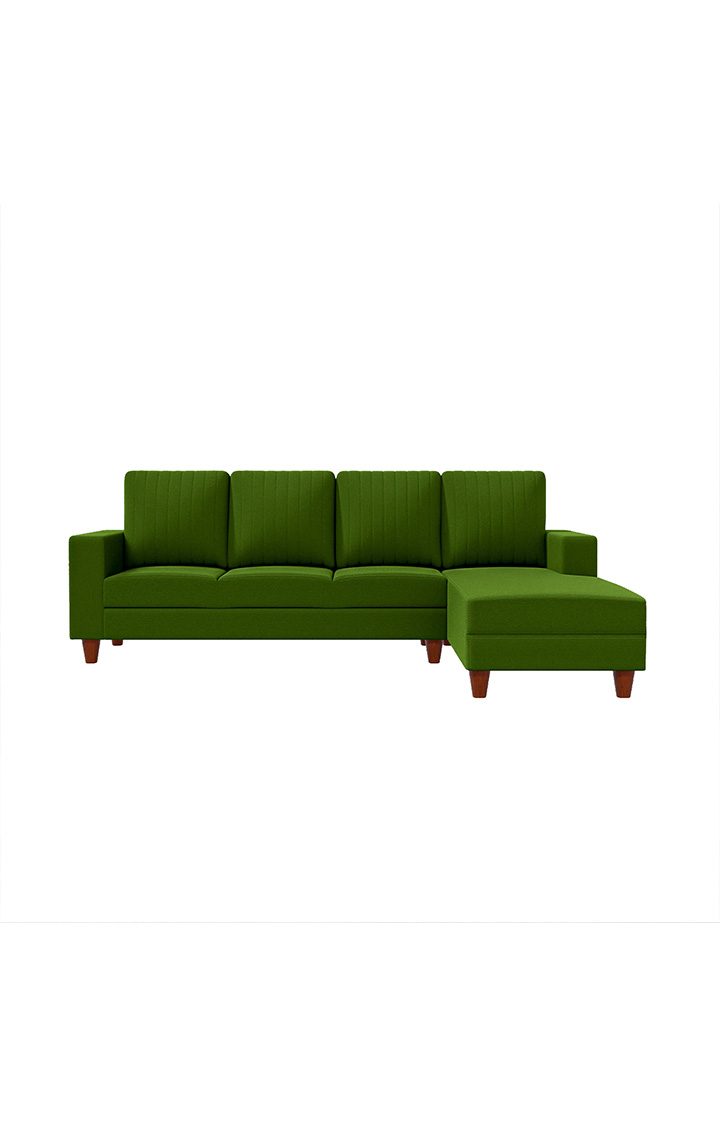 neudot Roman LHS Sectional Sofa for Living Room |6 Person Sofa|Premium Fabric with Cushioned Armrest | Solid Wood Frame|6 Seater in Emerald Green Color