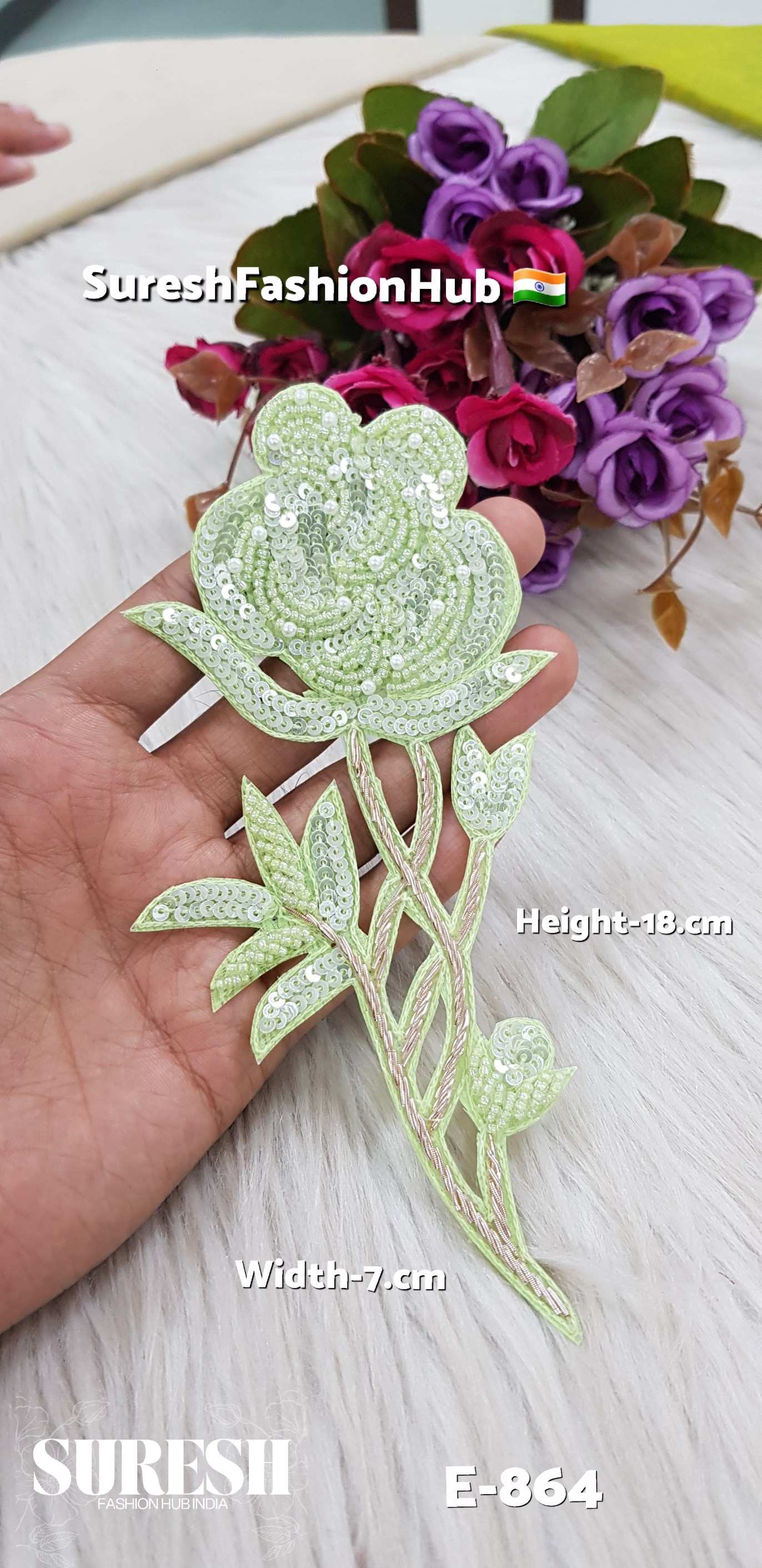 Vibrant Neon Green Handcrafted Rose Patch