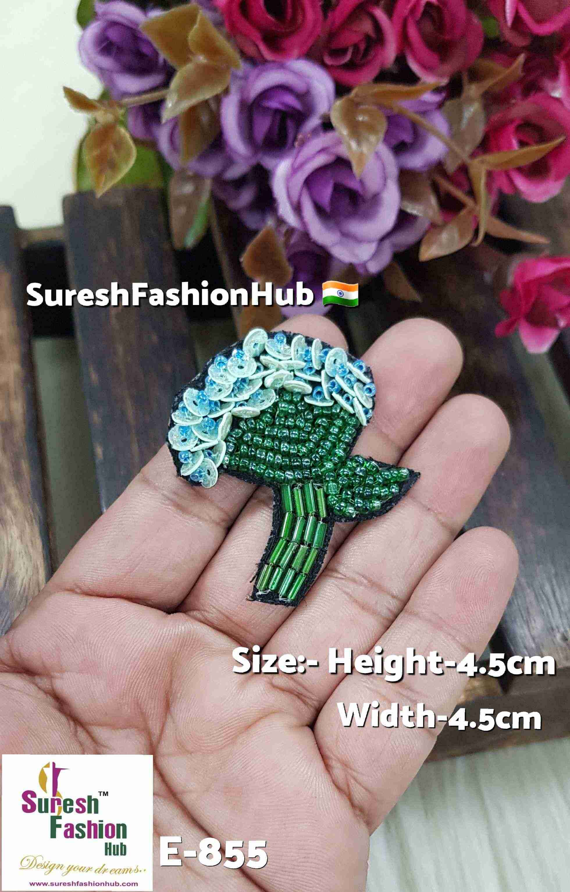 Handmade Seagreen & Dark Green Floral Patch