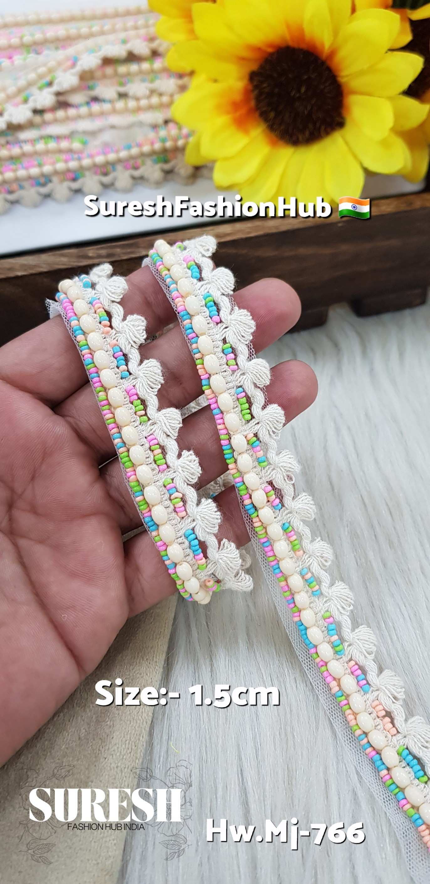 Boho Sea Scallop Beaded Net Lace – Offwhite Charm