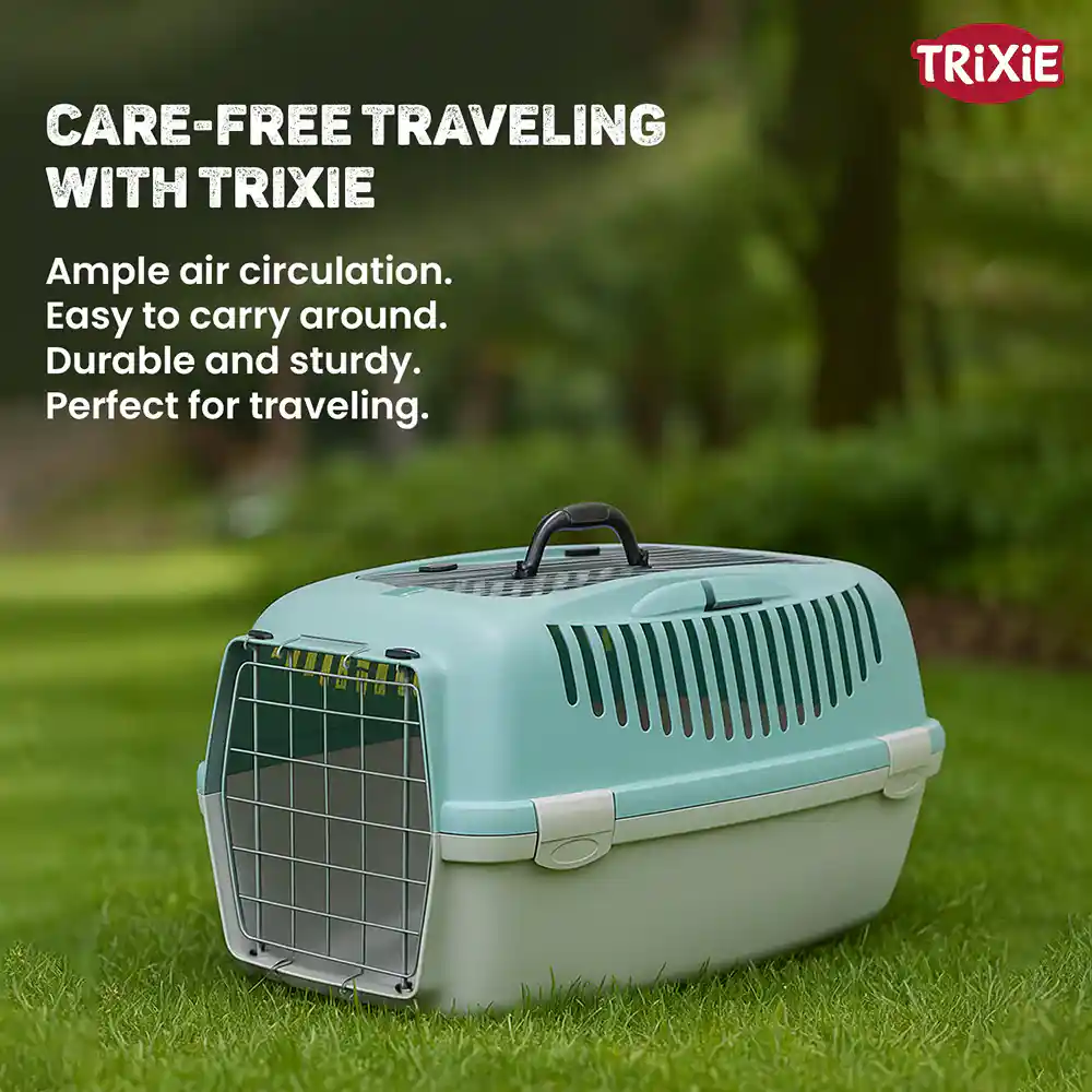Trixie Capri 3 Open Top Carrier for Dogs and Cats (Light Grey/Sage)