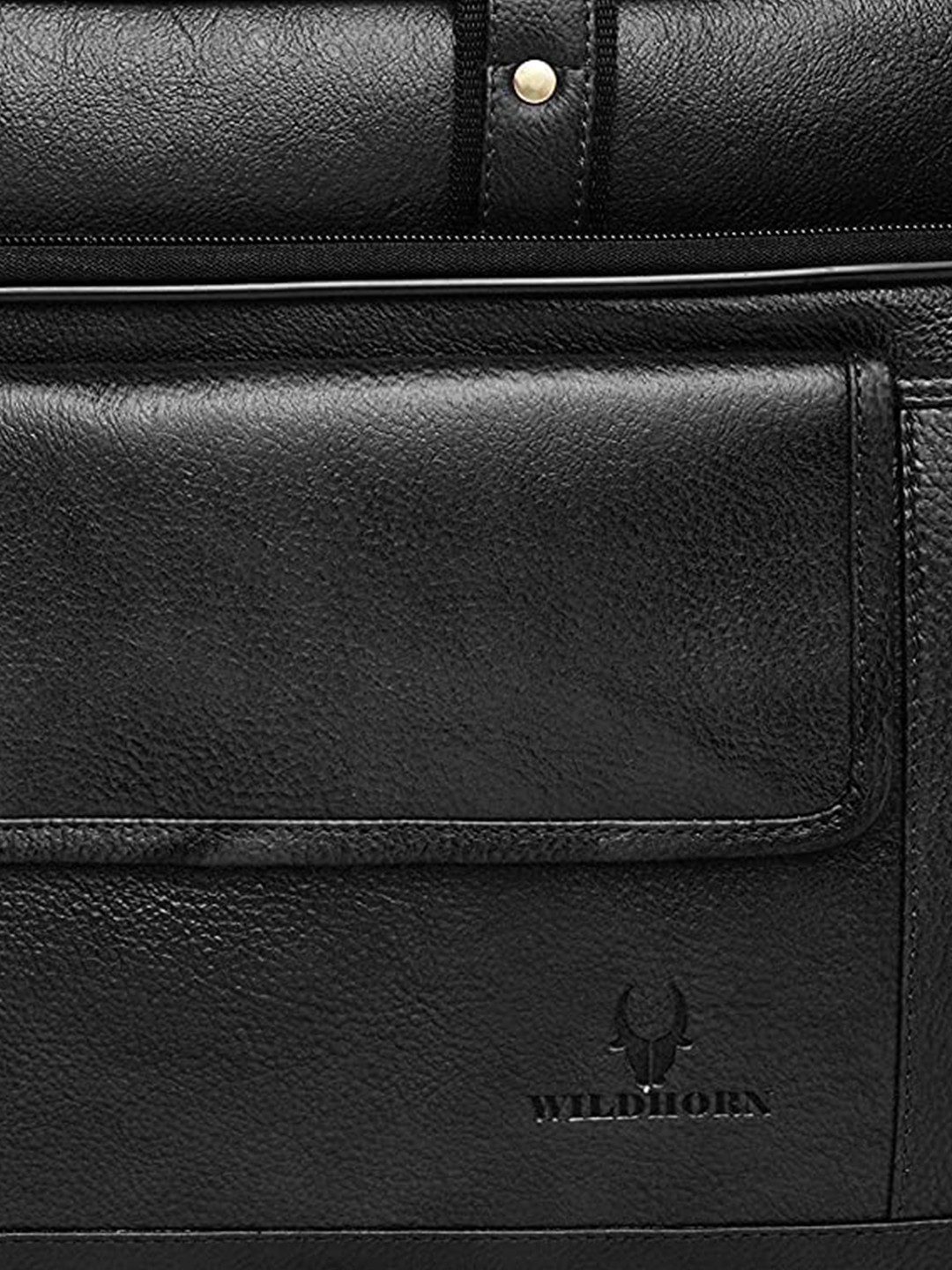 WildHorn 100 Genuine Leather Black Laptop Bag for Men