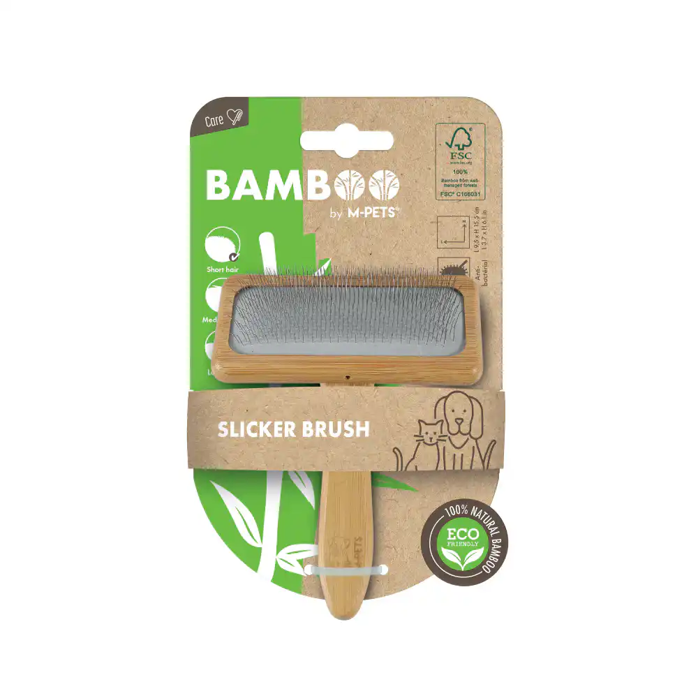 M-PETS Bamboo Slicker Brush for Dogs and Cats, (Large)