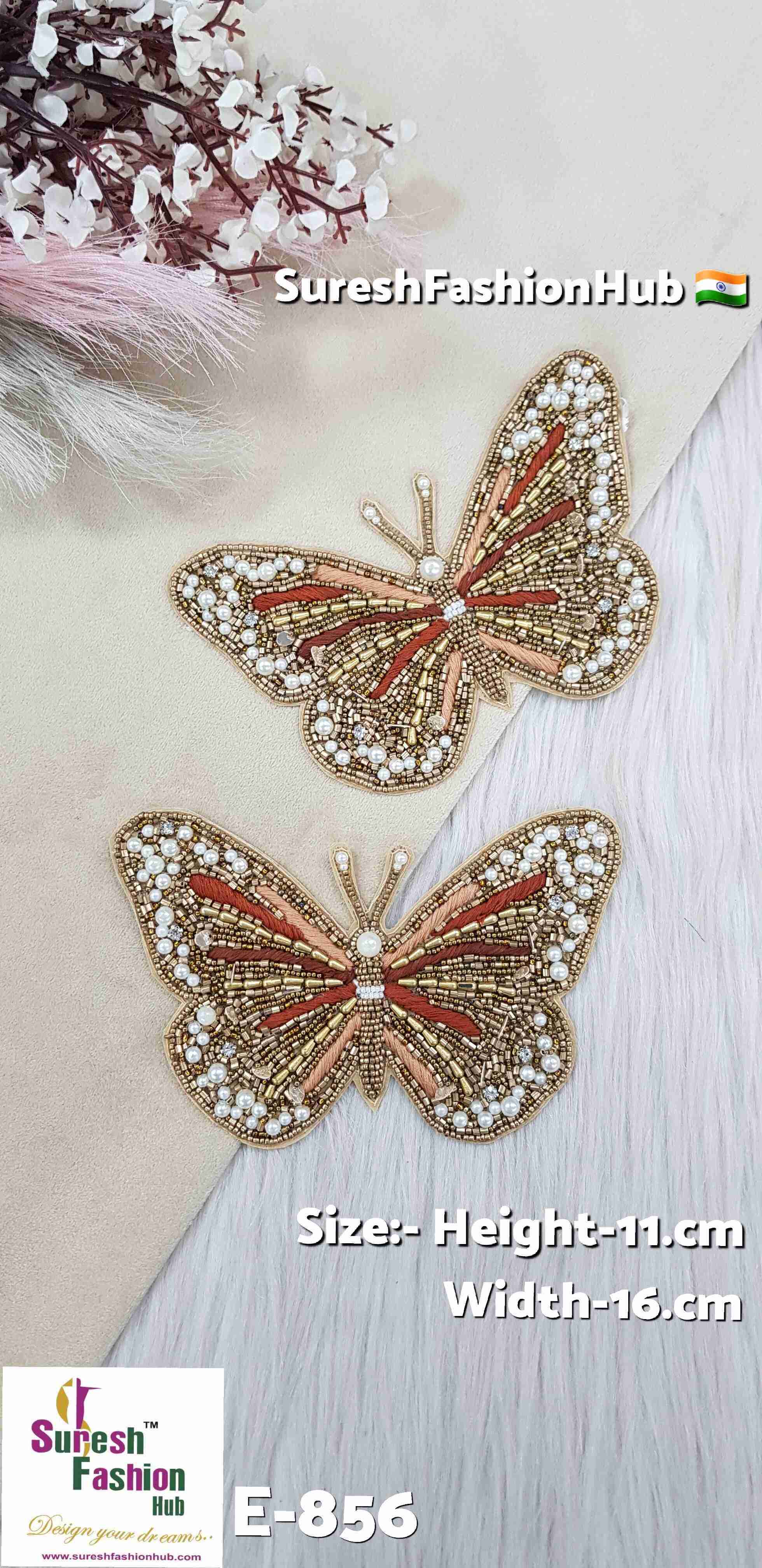 Handmade Beige & Multi-Color Butterfly Design