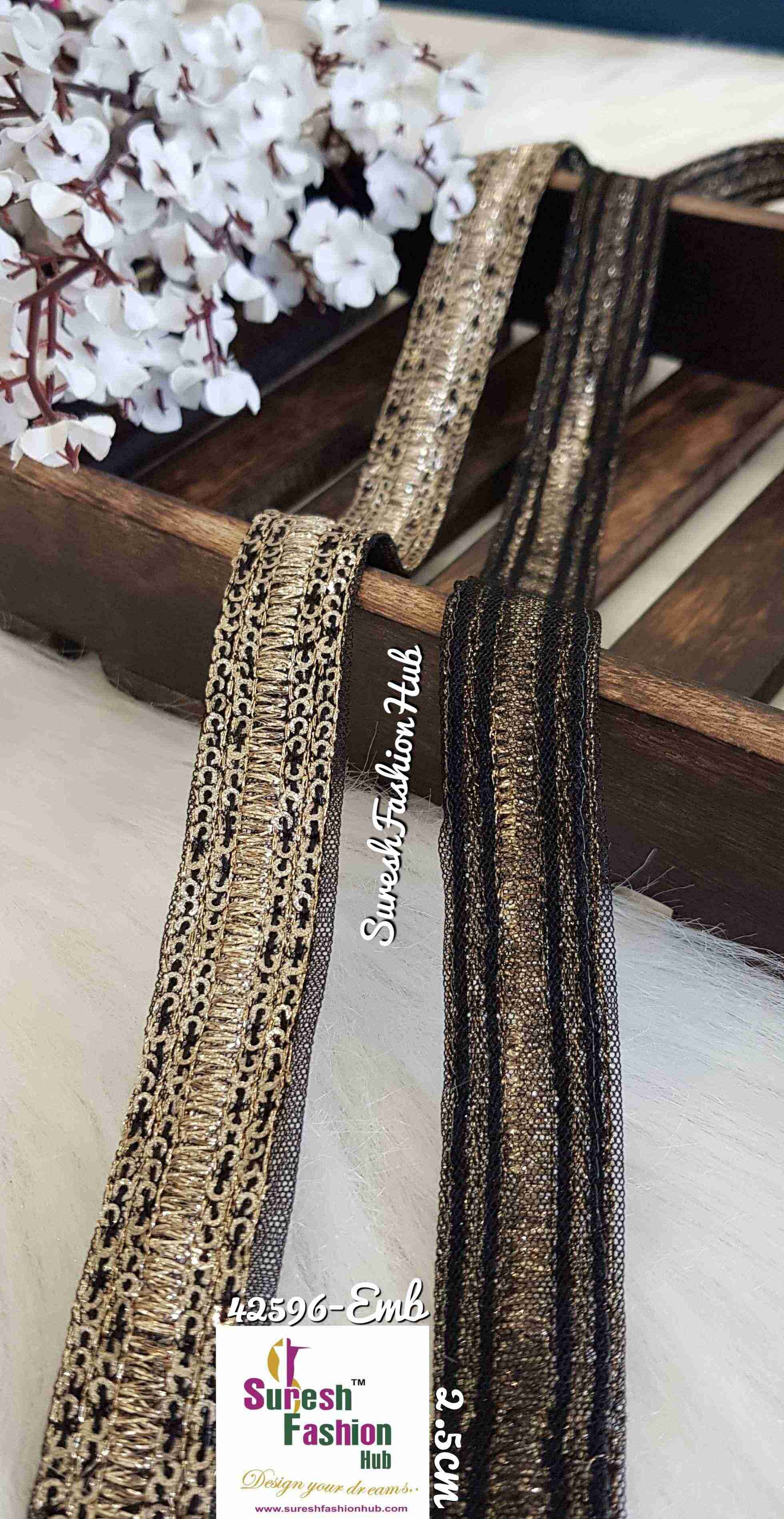 Modern Bride Black embroidered trim