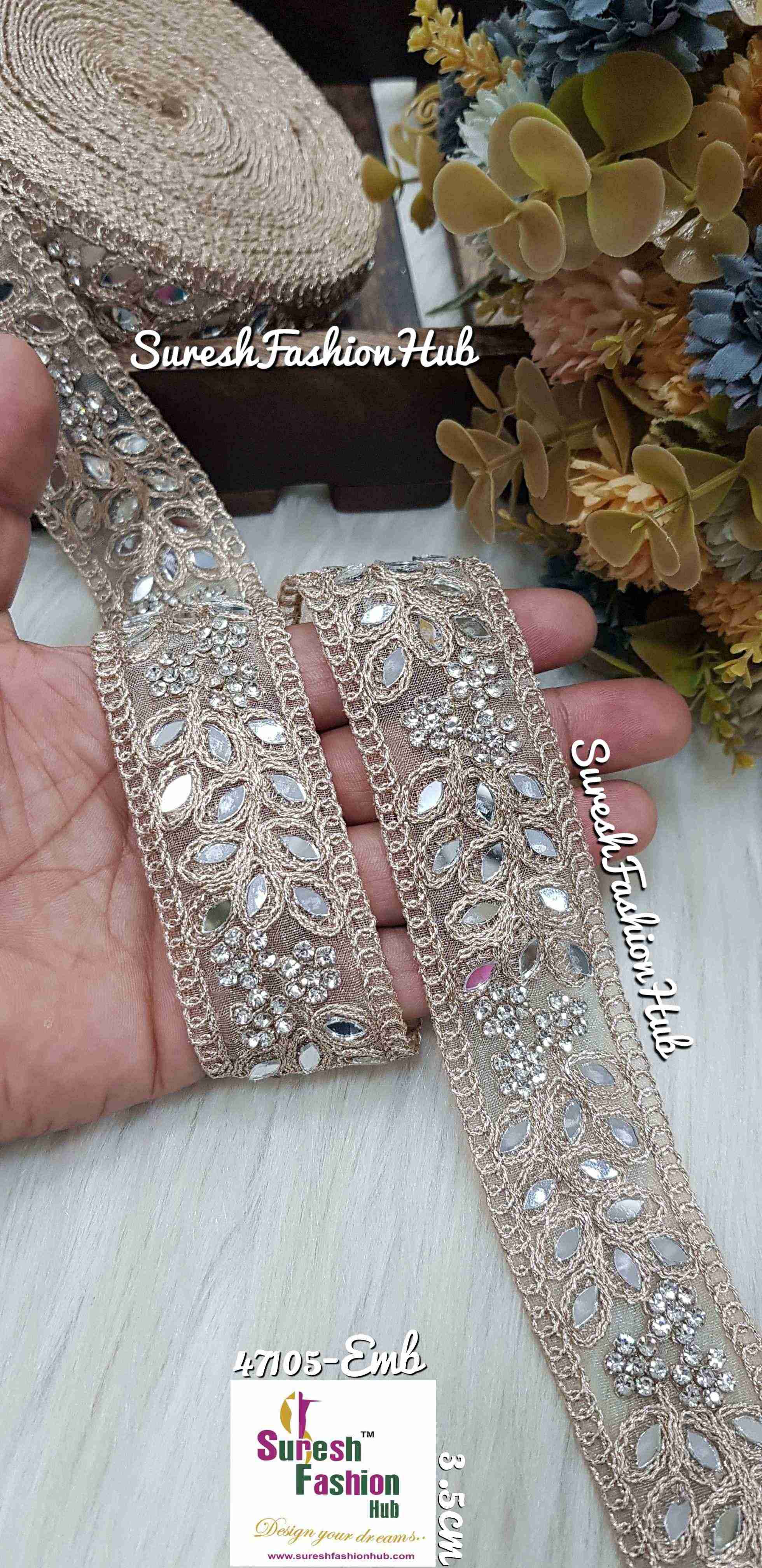 Radiant Net Kasti Mirror and Jharkand Jari Lace