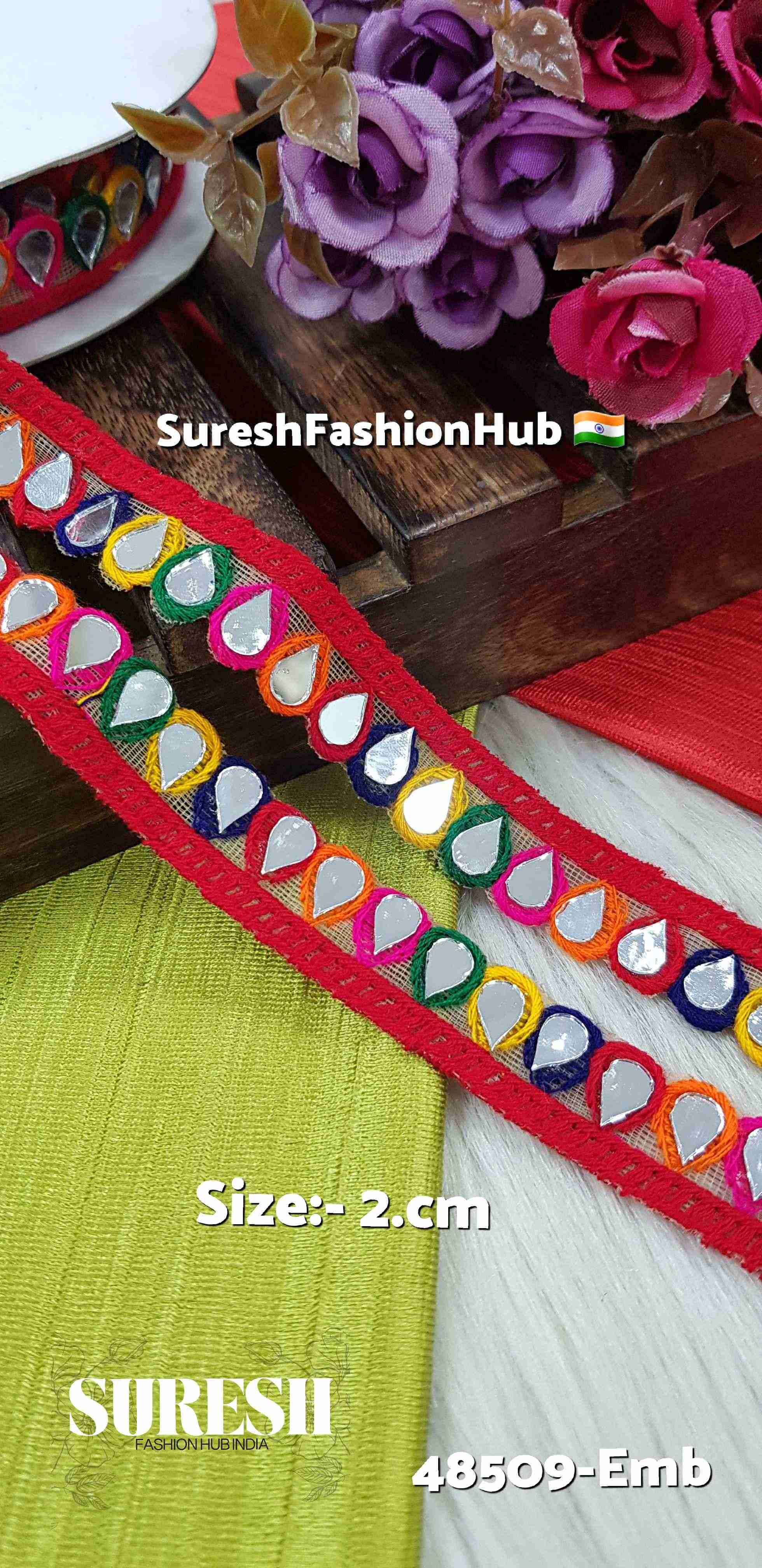 Navratri Drop Mirror Lace – Dark Multi | 48509-Emb